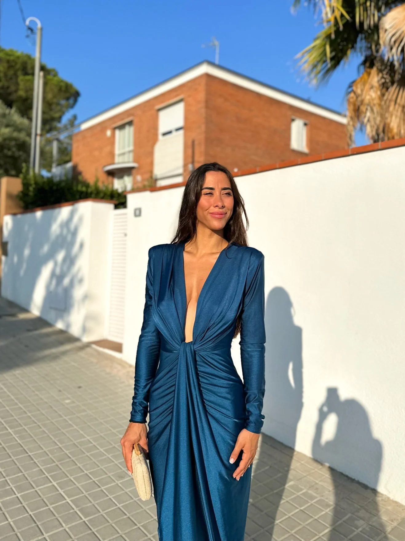 Vestido manga nudo petroleo - Image 2