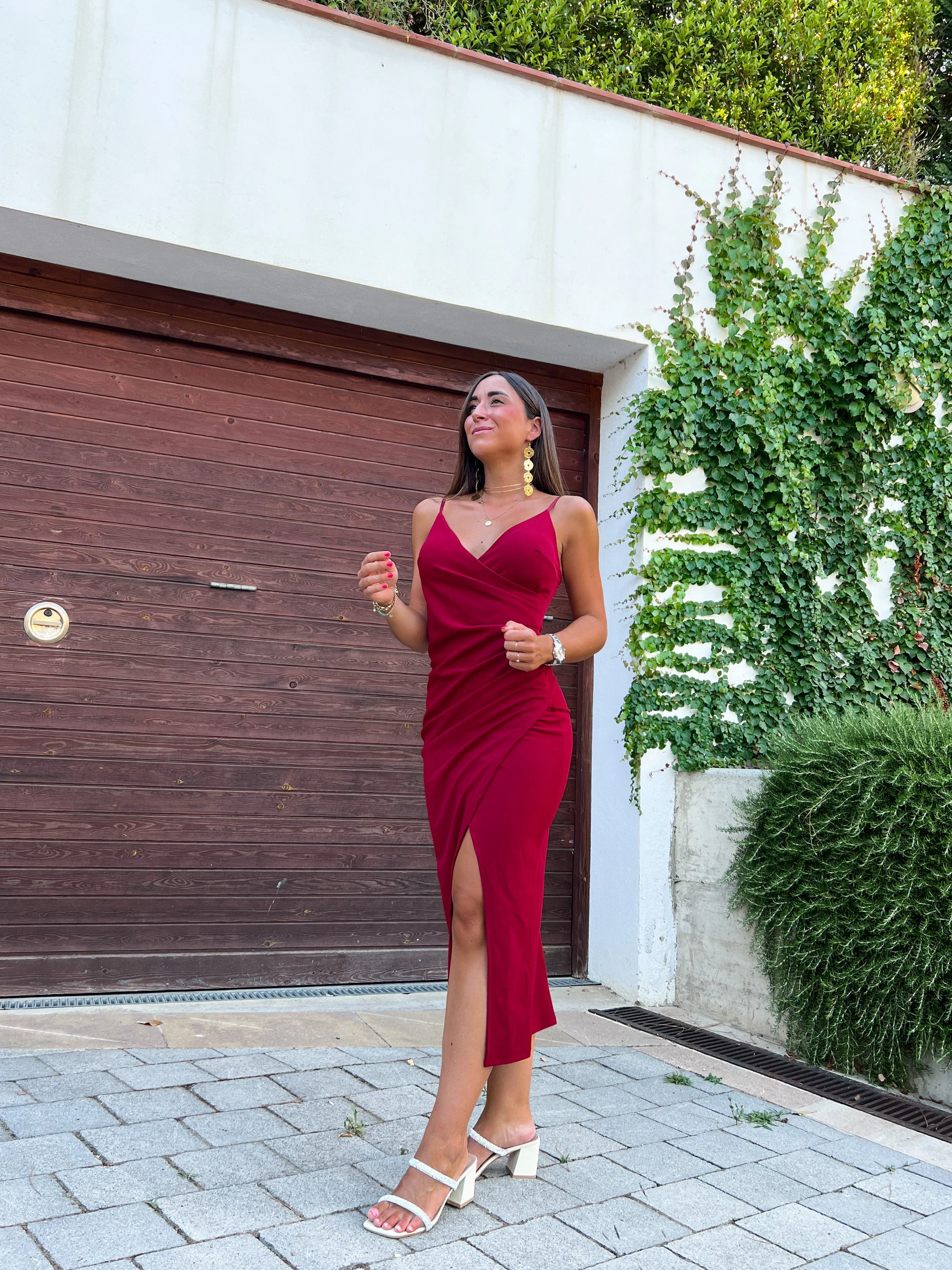 Vestido midi tirantes burdeos - Image 5