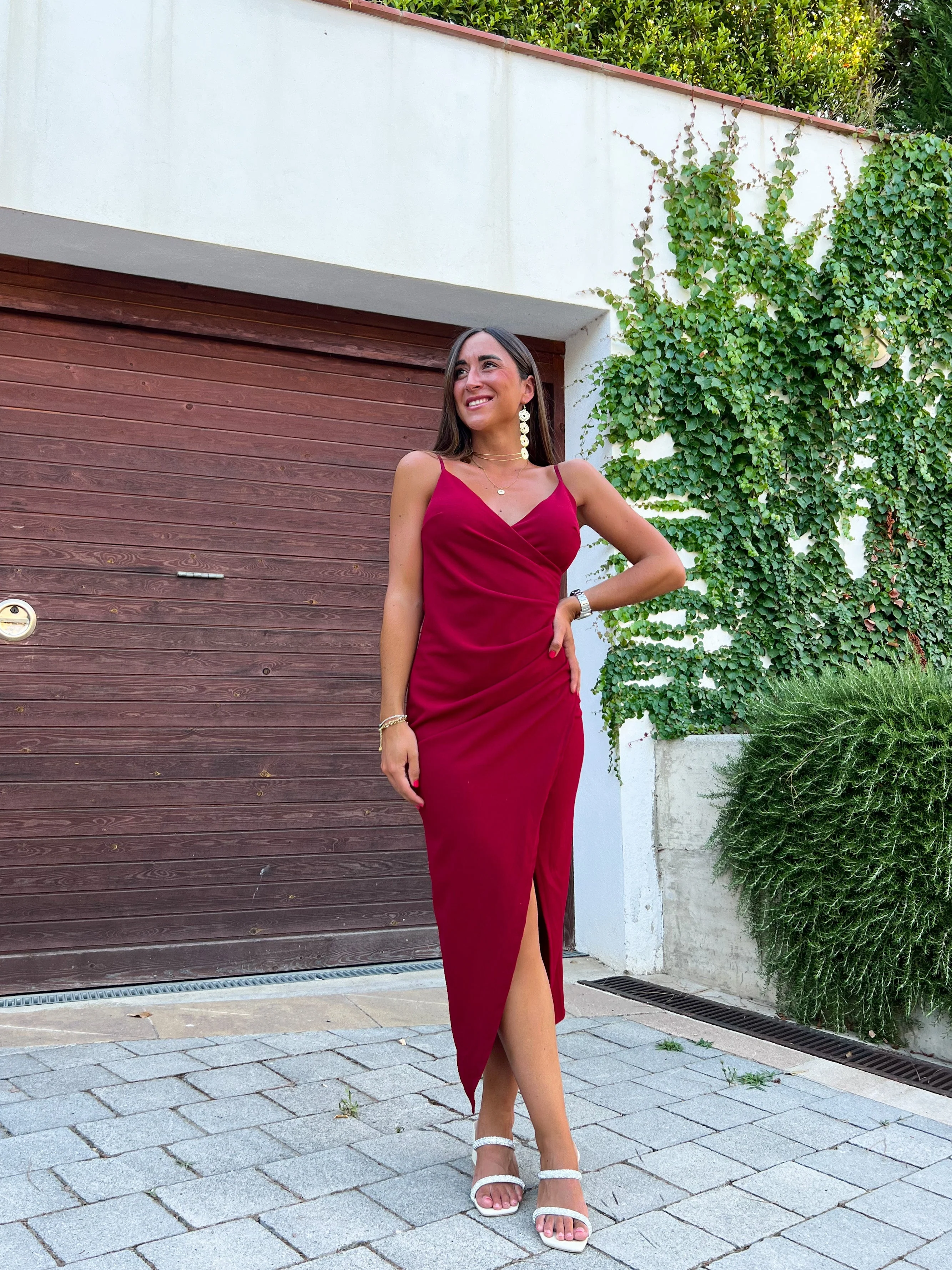 Vestido midi tirantes burdeos - Image 6