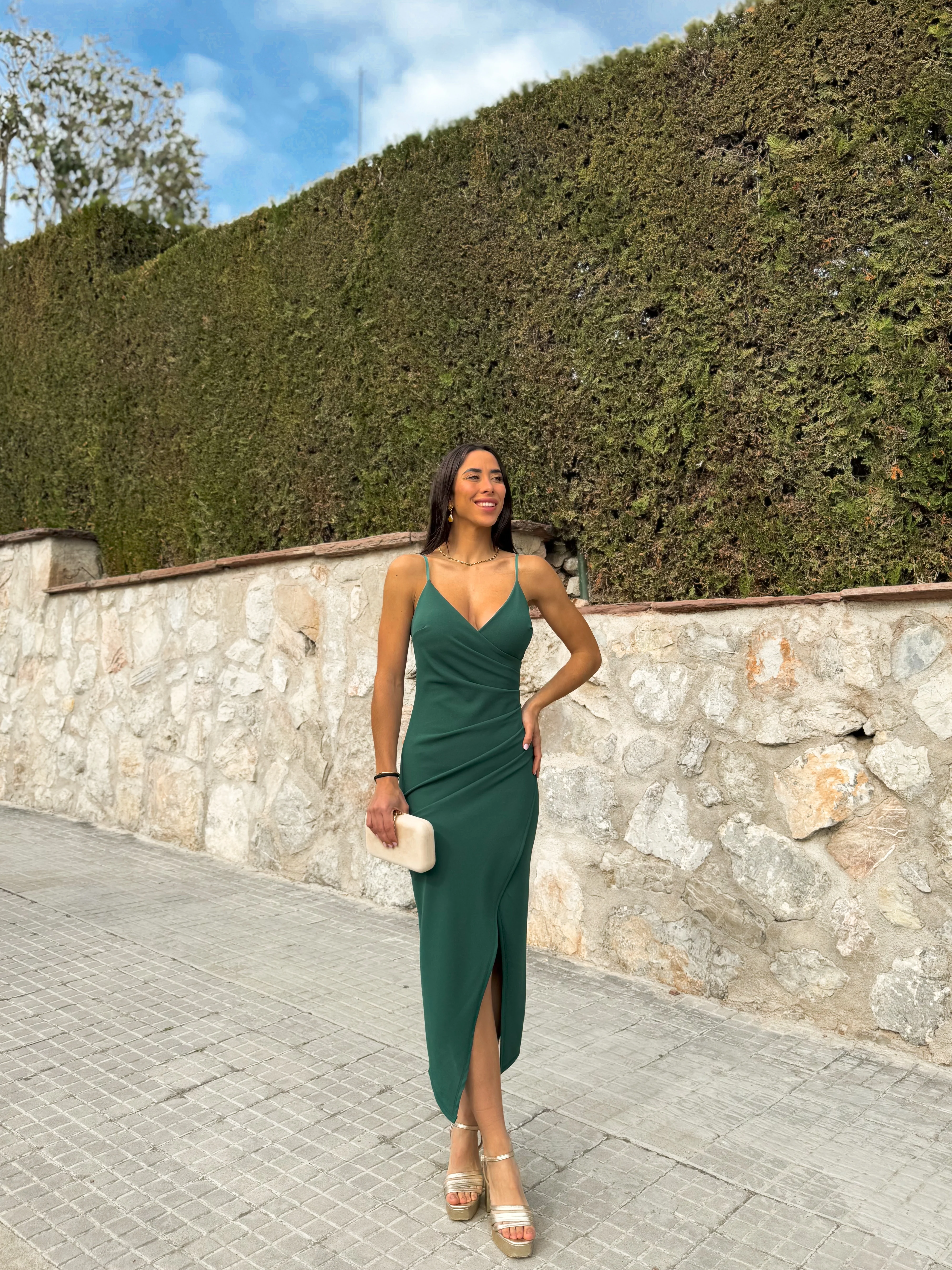 Vestido midi tirantes verde