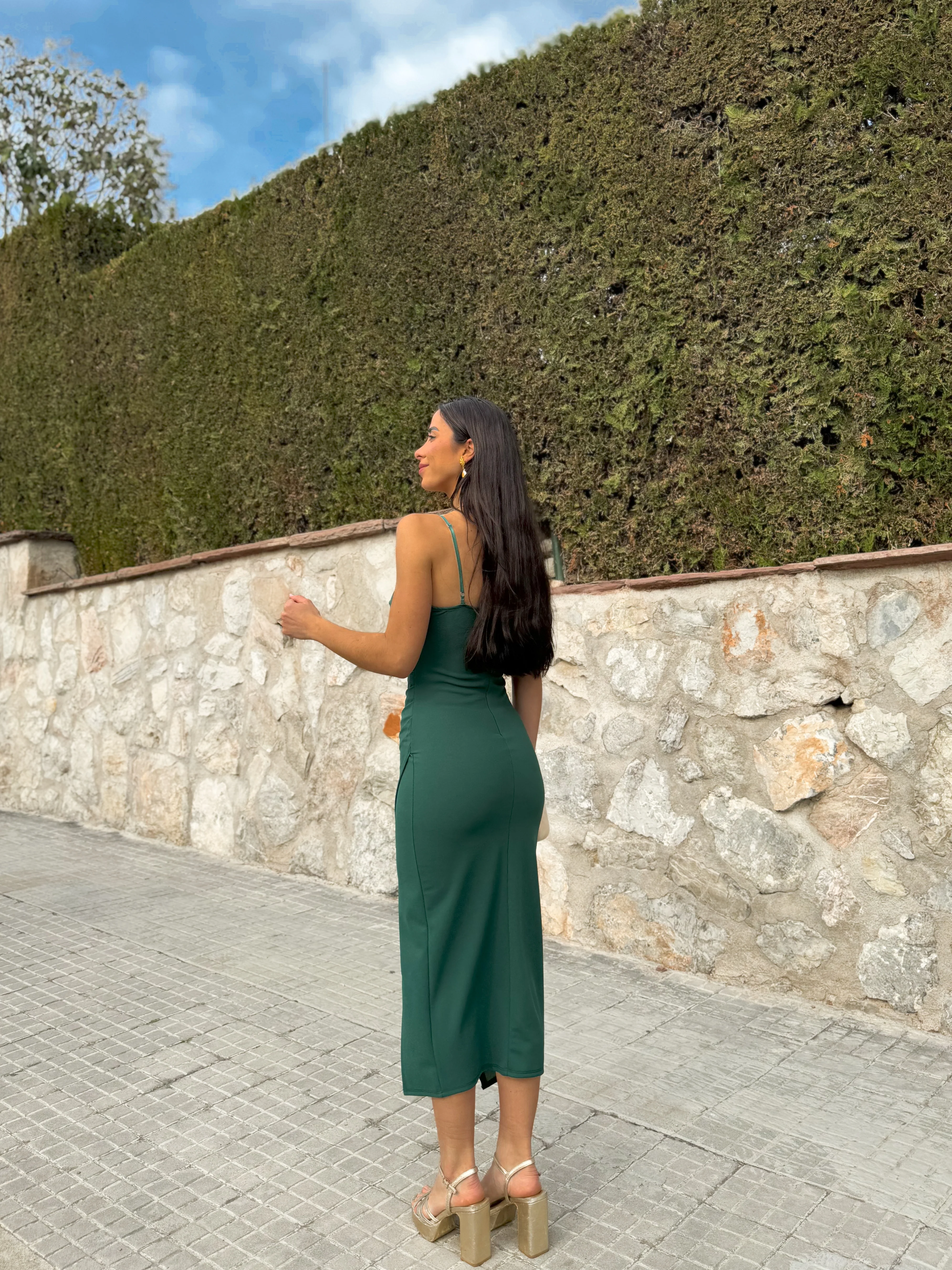 Vestido midi tirantes verde - Image 6