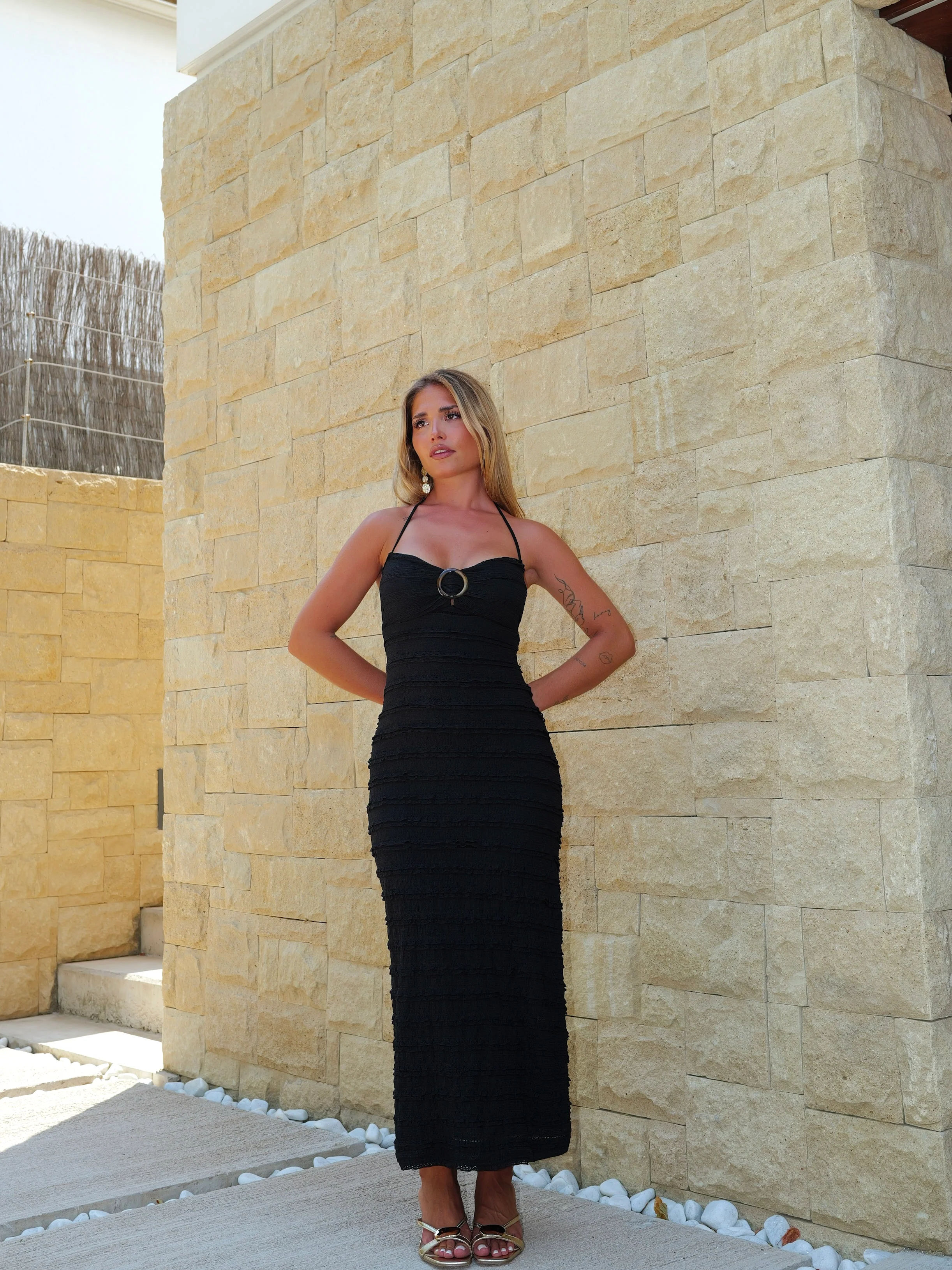 Vestido midi volantes encaje negro - Image 2