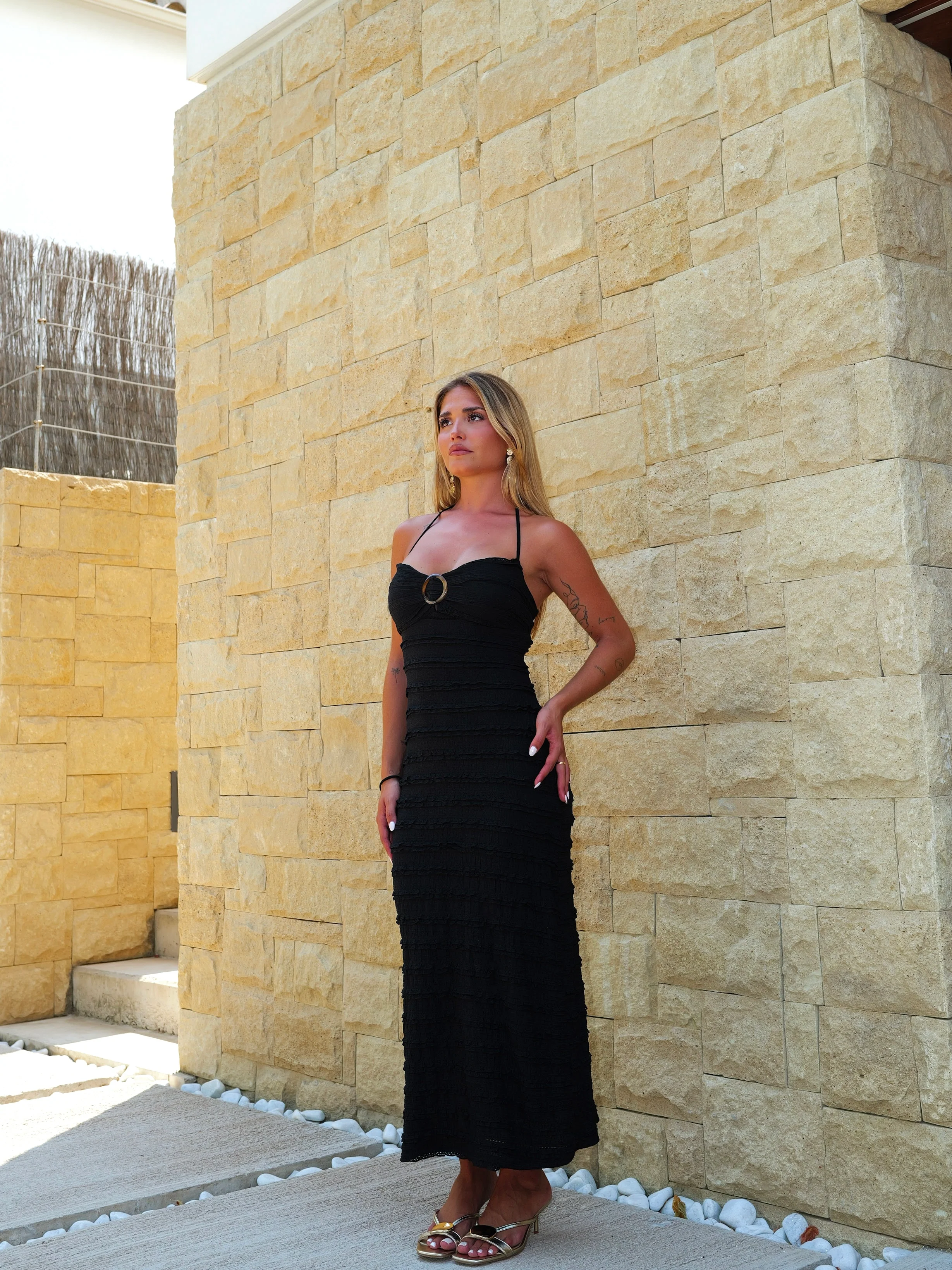 Vestido midi volantes encaje negro - Image 5