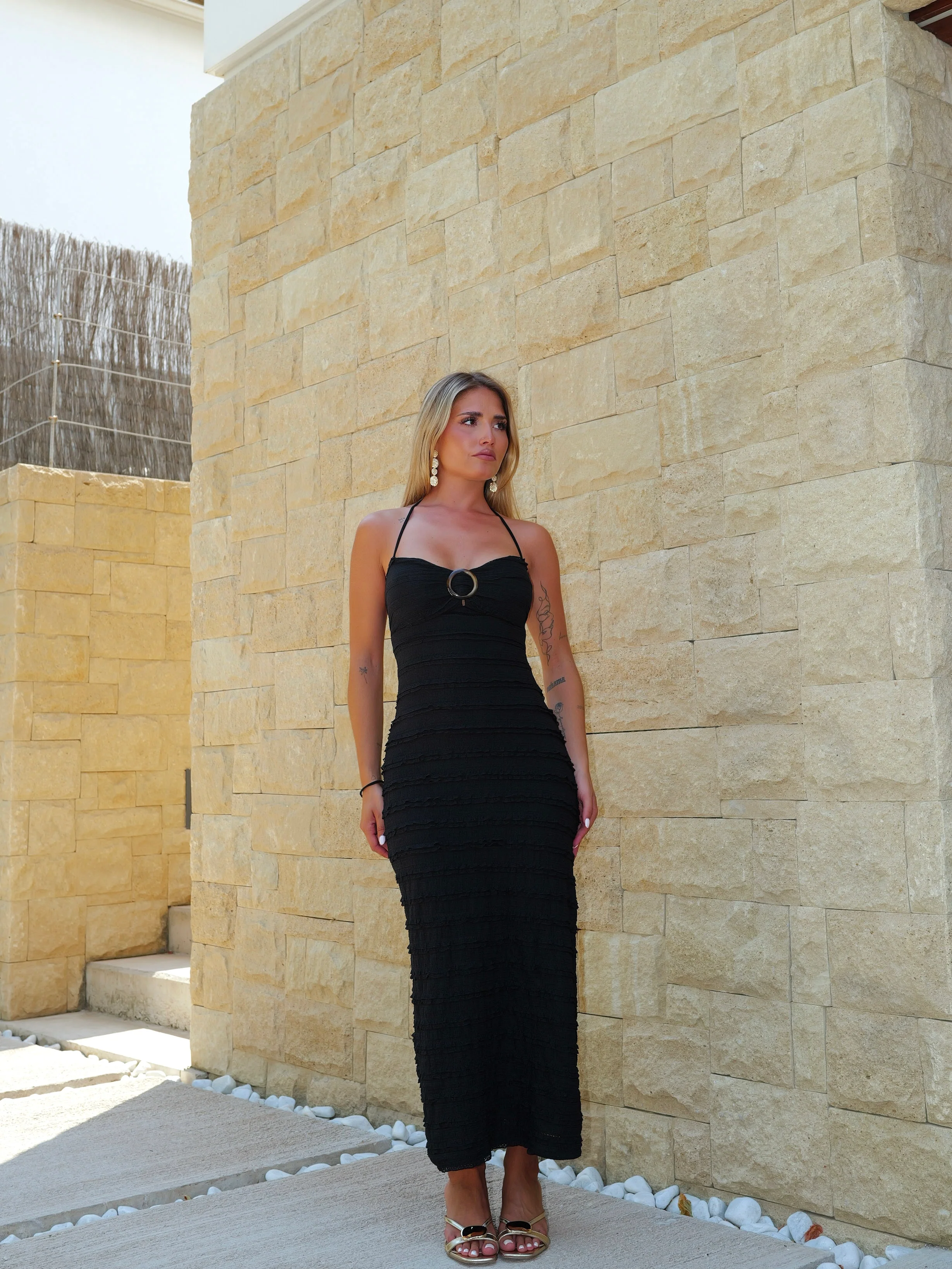 Vestido midi volantes encaje negro - Image 7