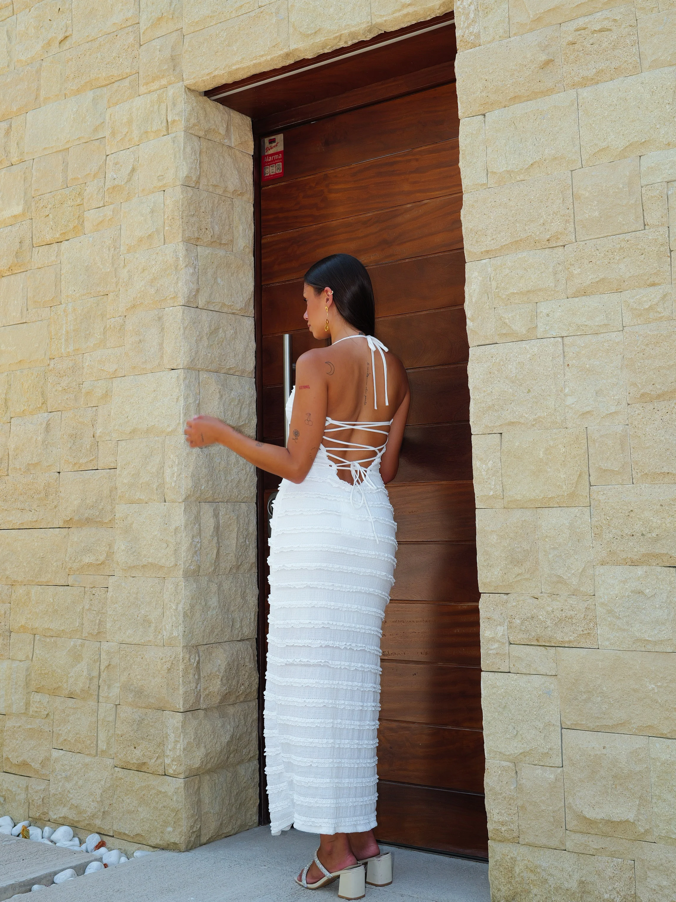 Vestido midi volantes encaje blanco - Image 2