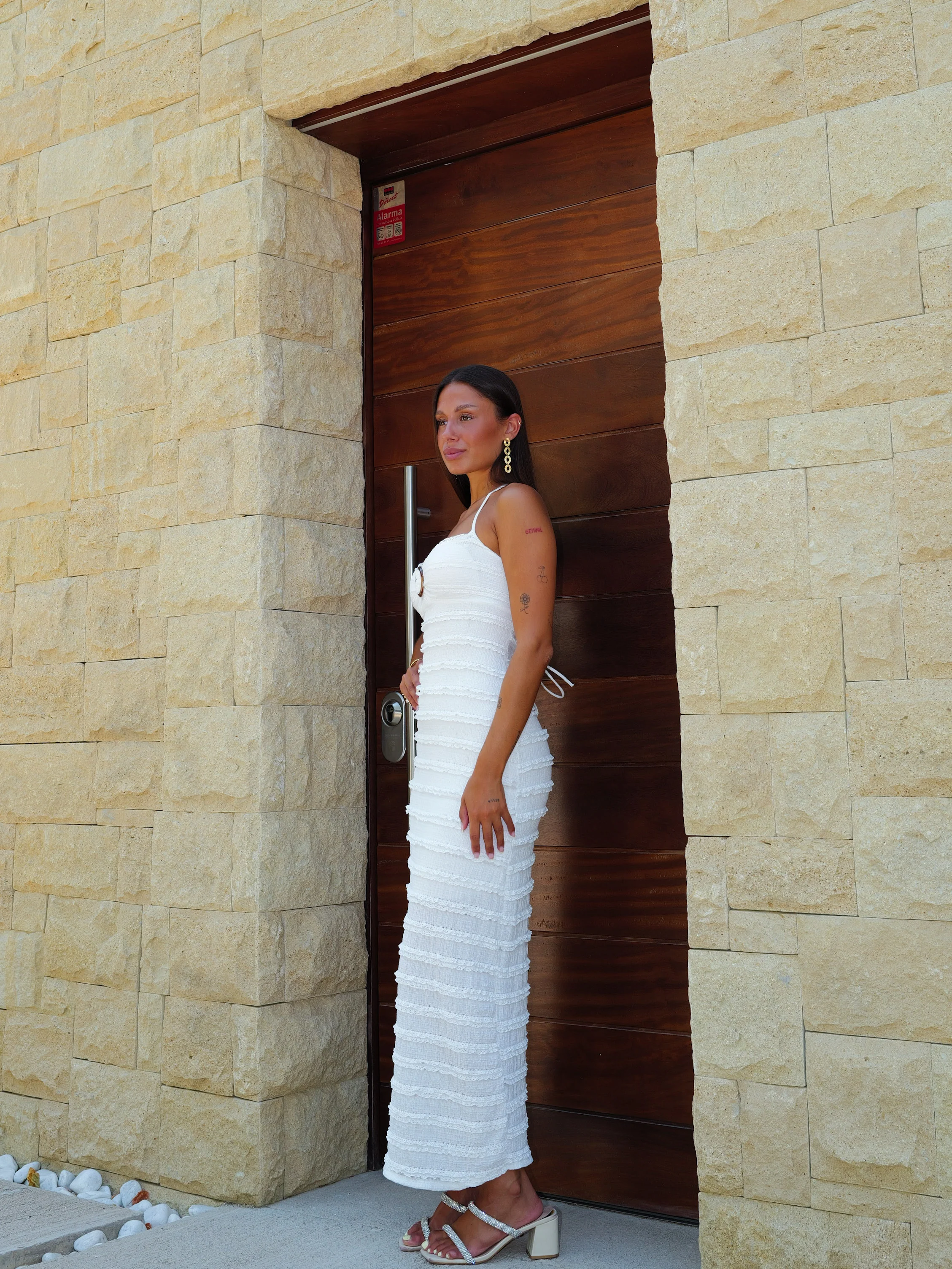 Vestido midi volantes encaje blanco - Image 4