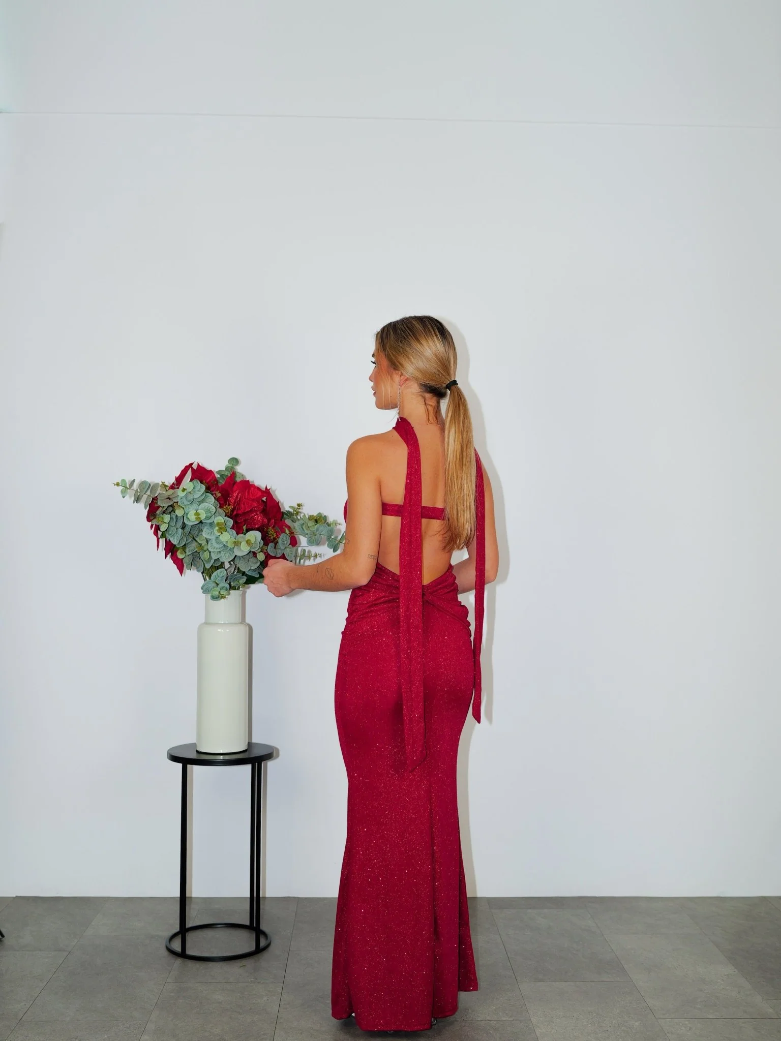 Vestido palabra espalda lurex rojo - Image 2