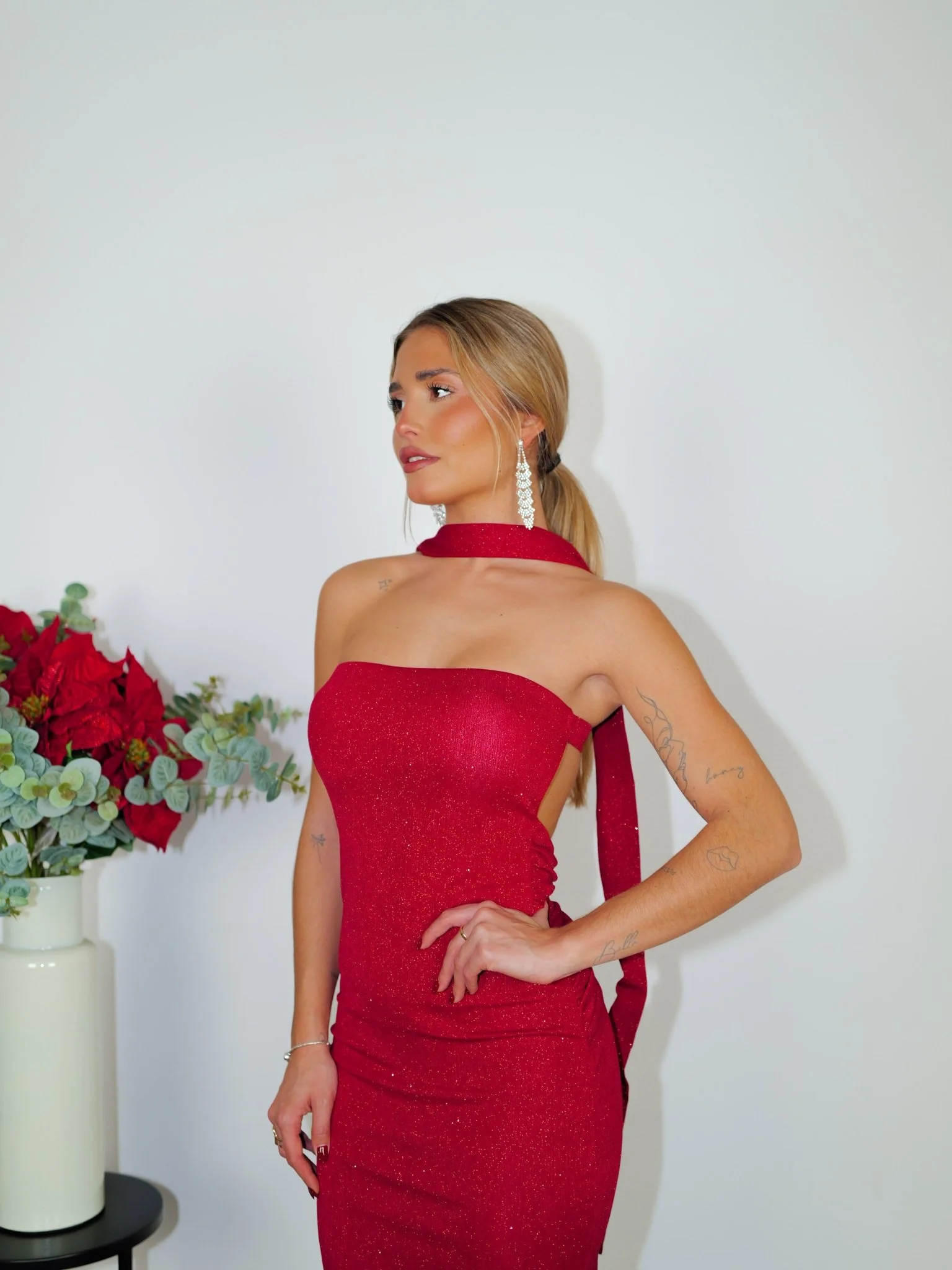 Vestido palabra espalda lurex rojo - Image 4