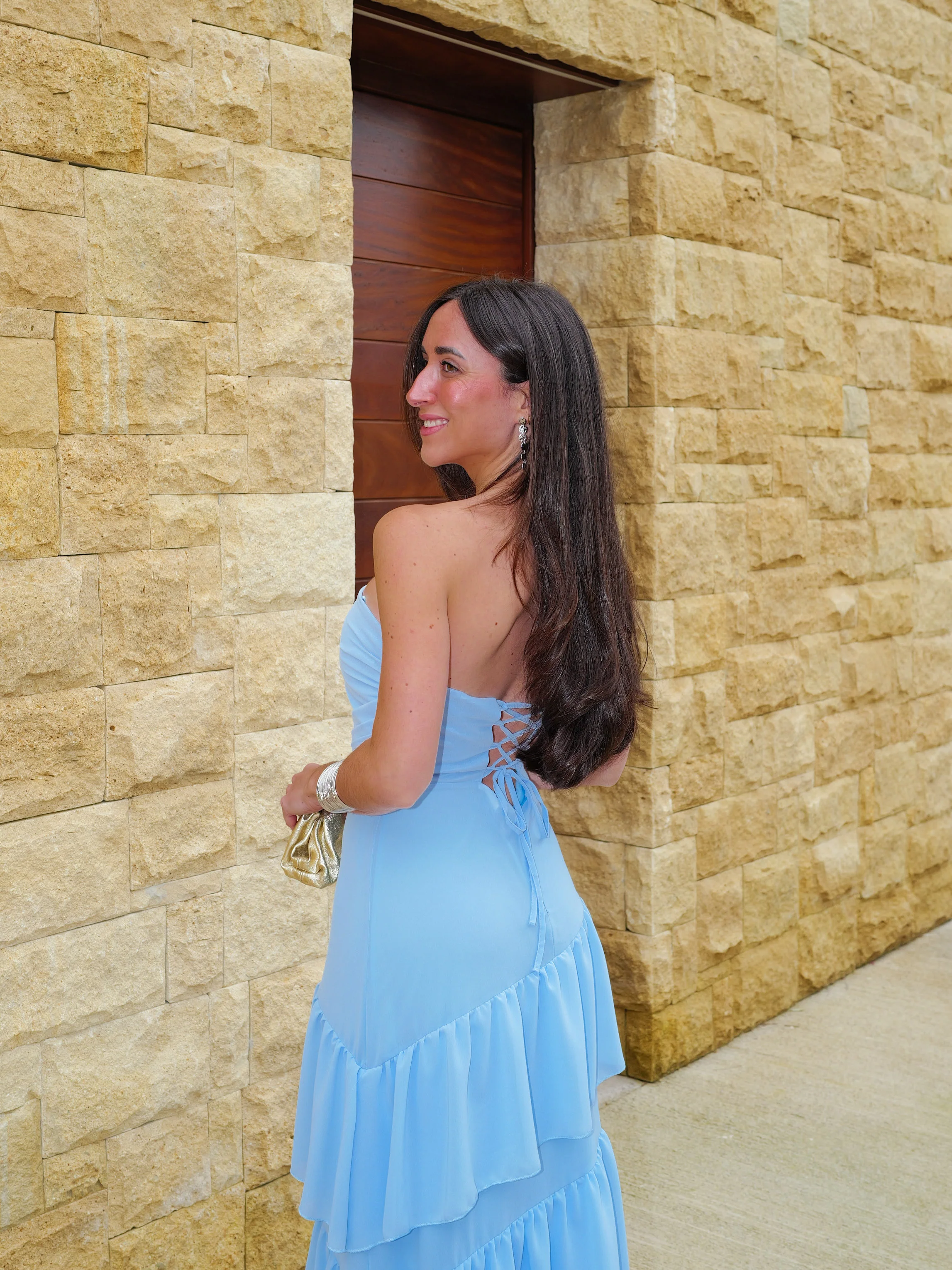 Vestido palabra volantes celeste - Image 6