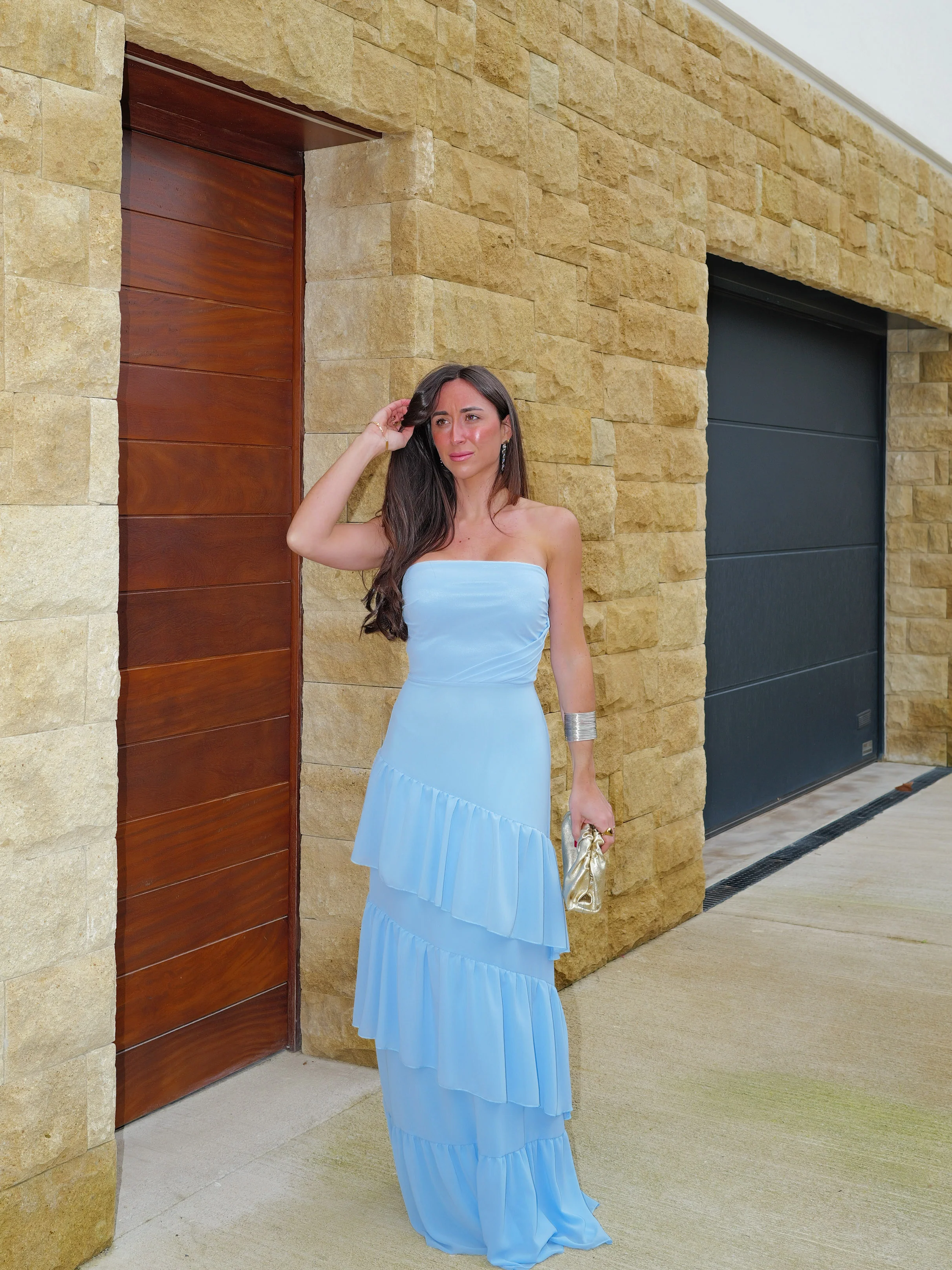 Vestido palabra volantes celeste - Image 8