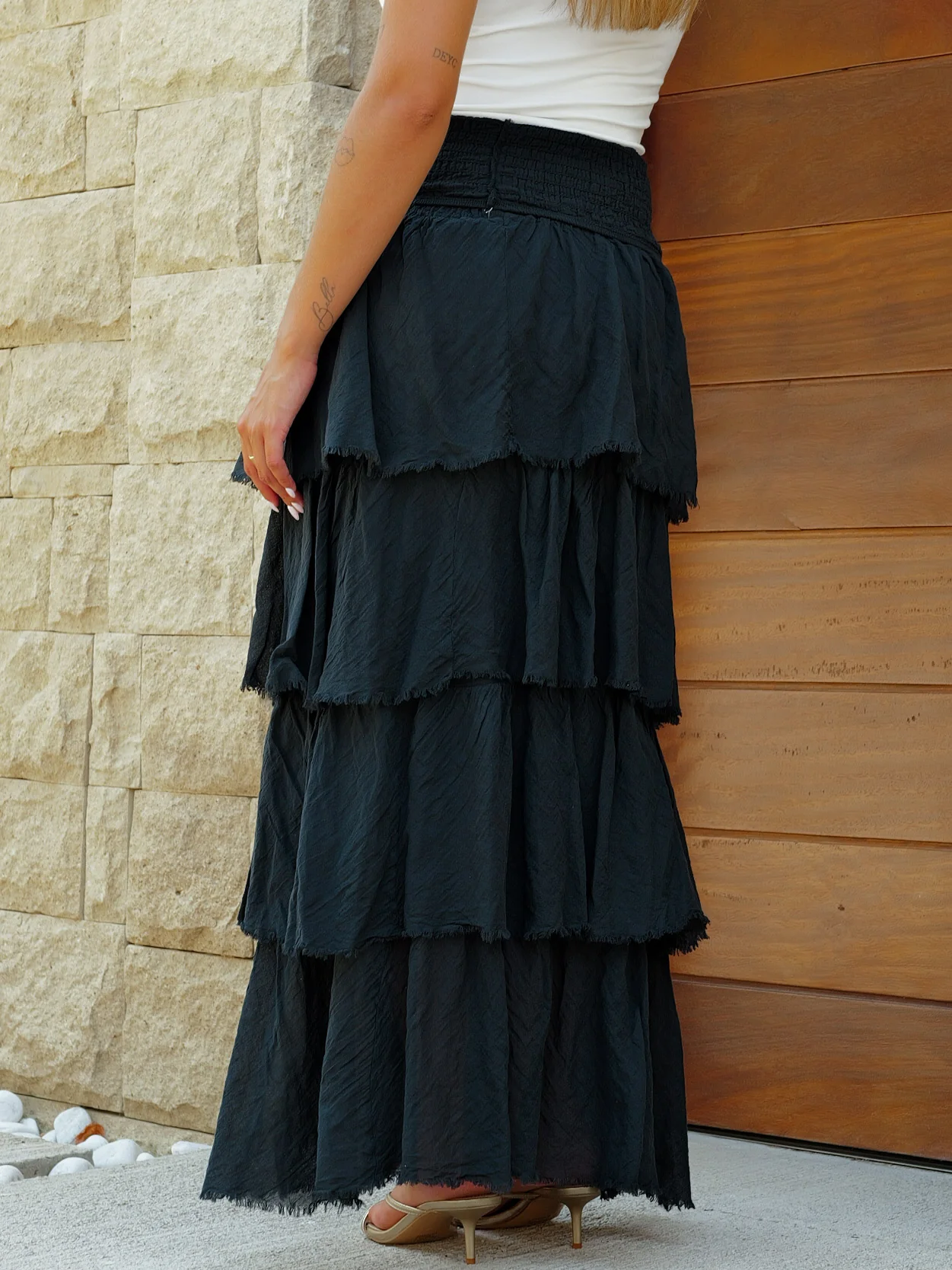 Falda fluida volantes negro - Image 5