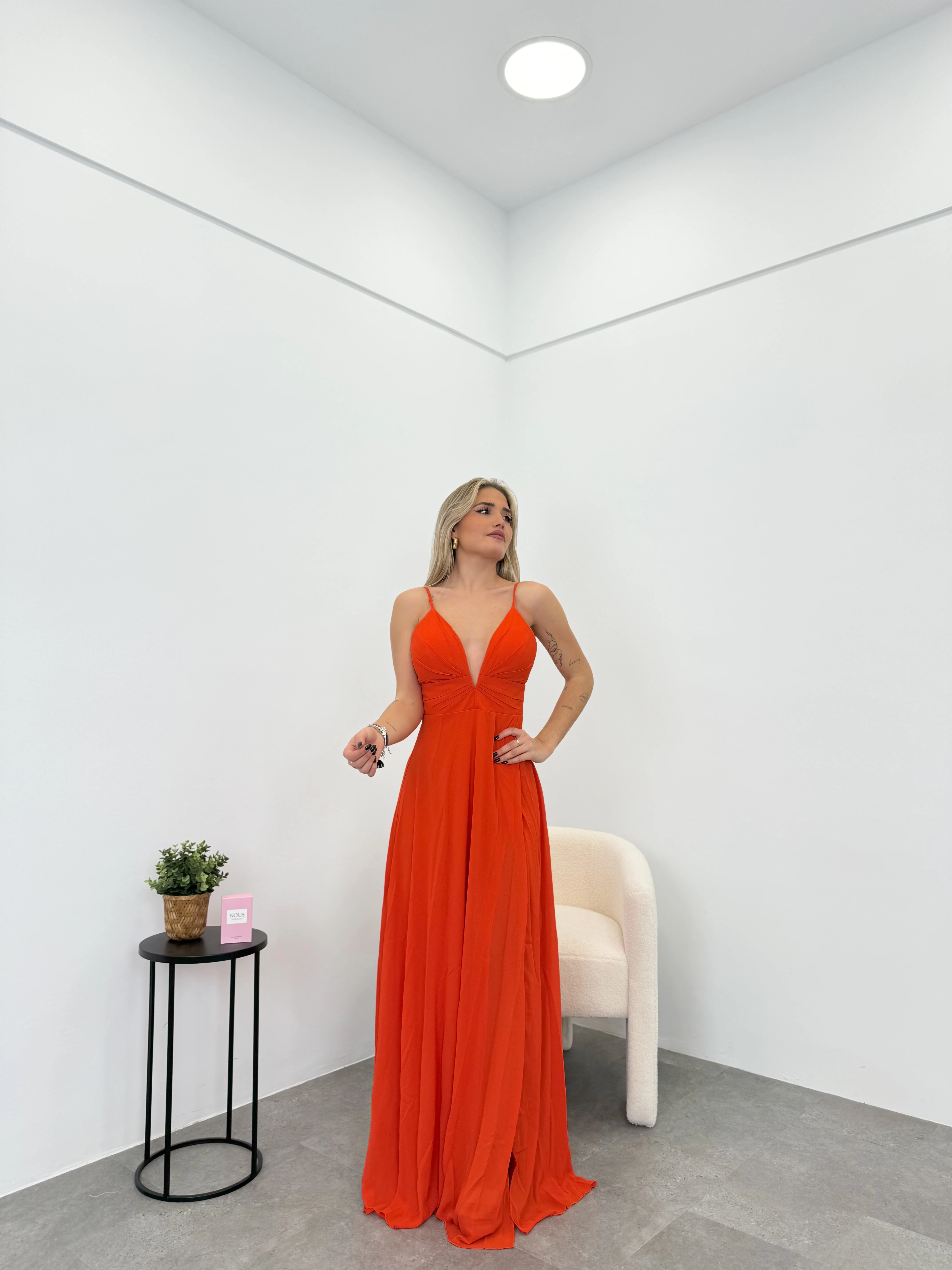 Vestido crepe pico naranja - Image 5