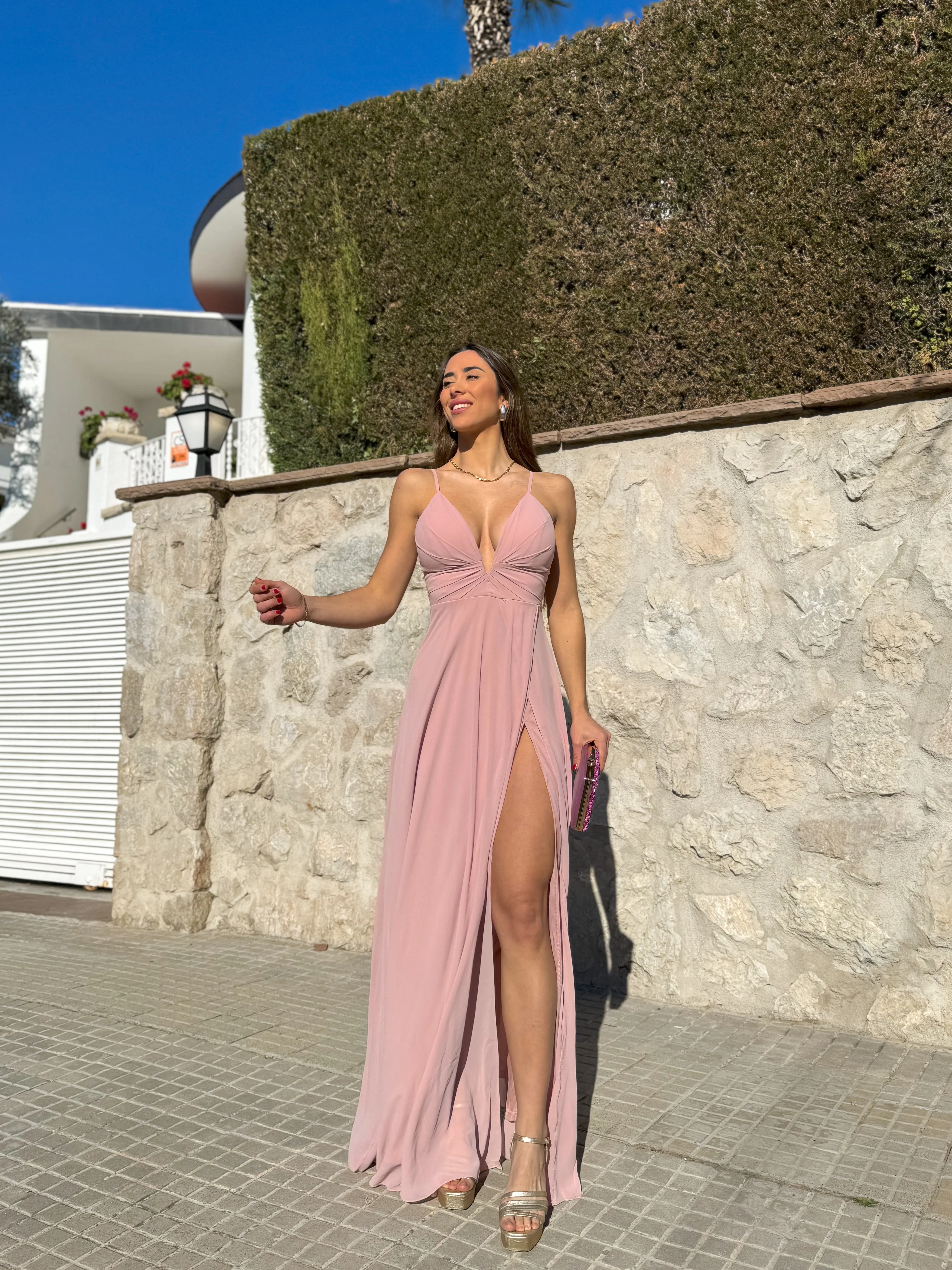 Vestido crepe pico rosado - Image 4