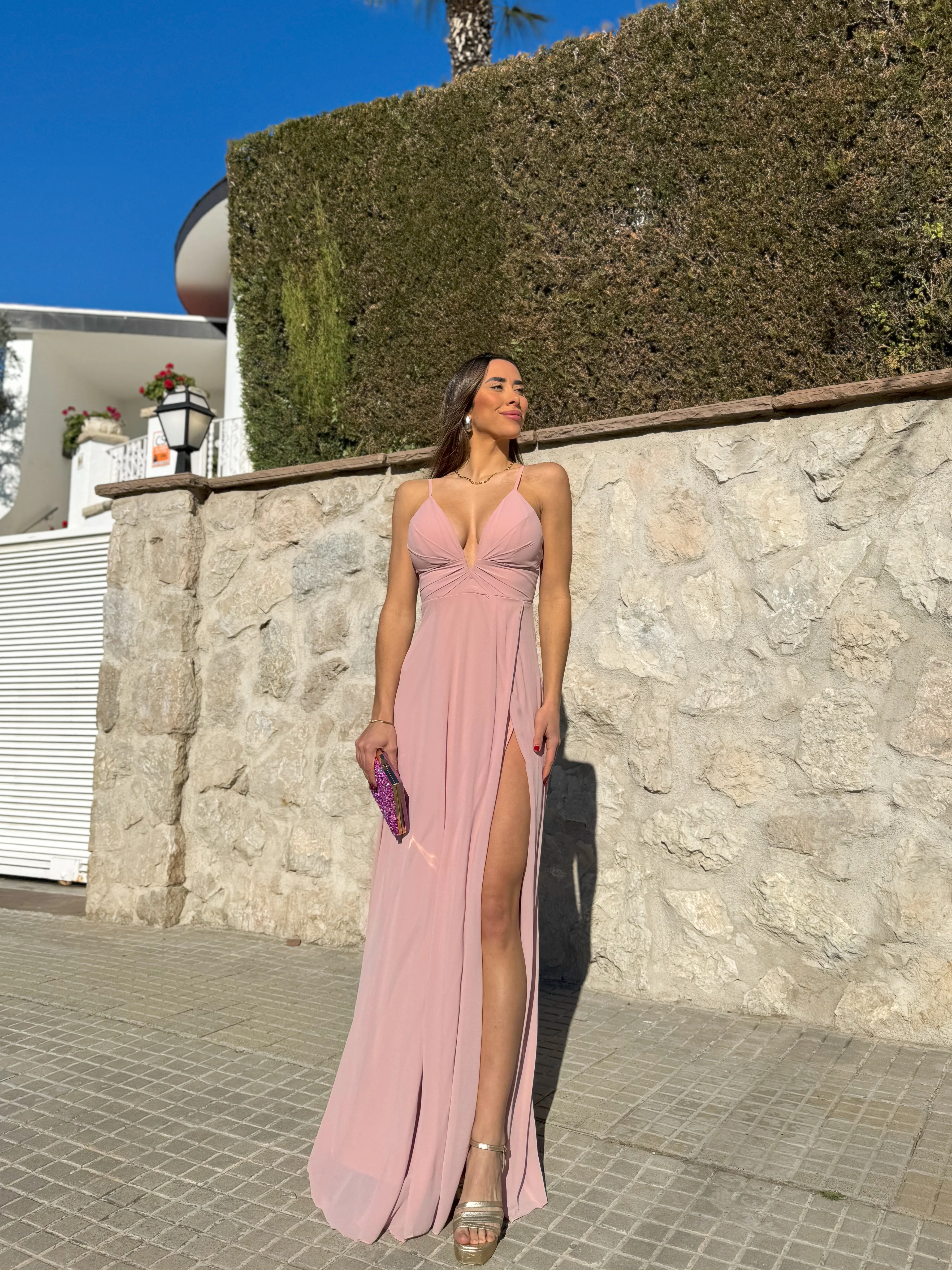 Vestido crepe pico rosado - Image 6