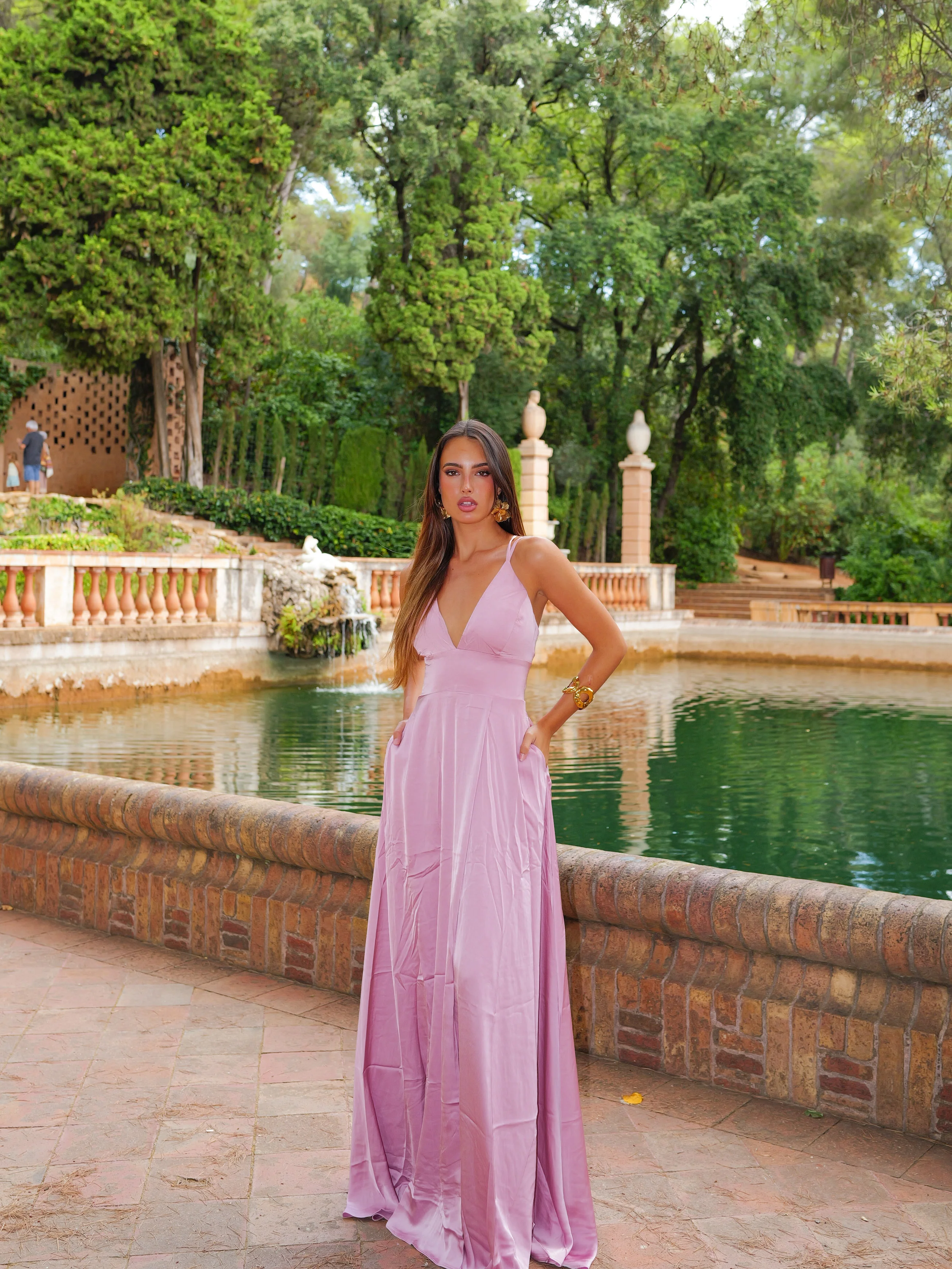 Vestido raso entrelazado rosa - Image 10