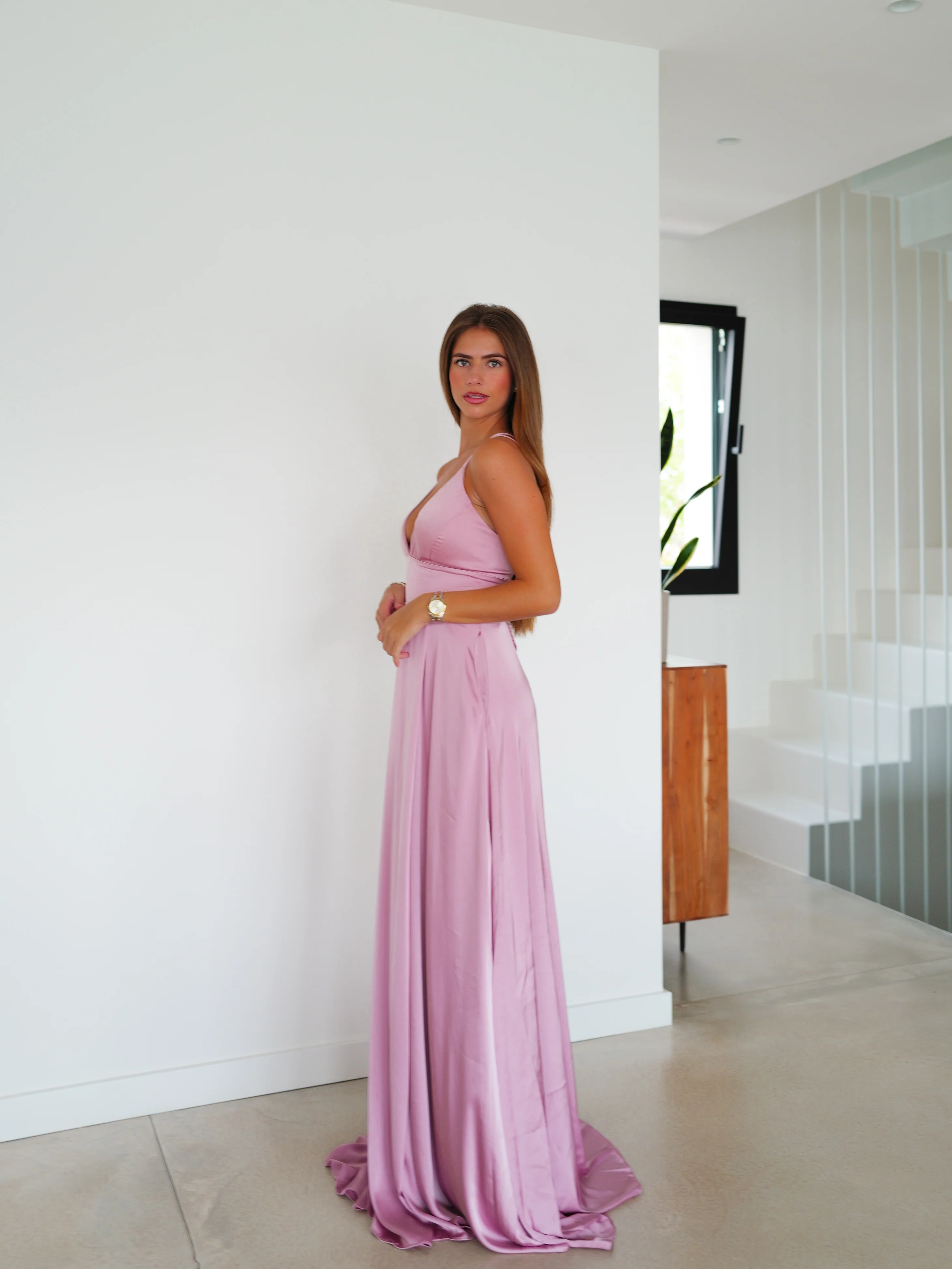 Vestido raso entrelazado rosa - Image 5