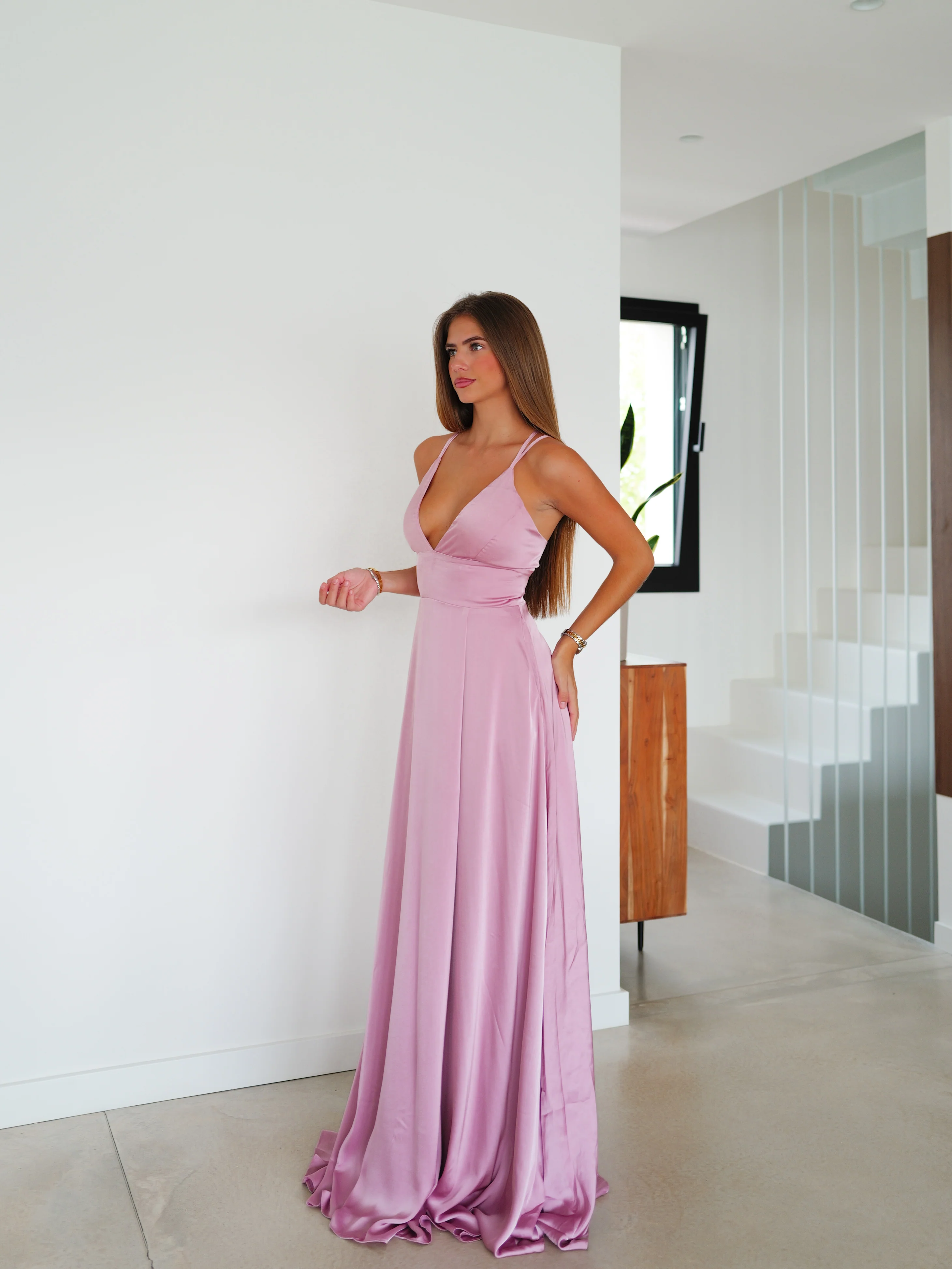 Vestido raso entrelazado rosa - Image 6