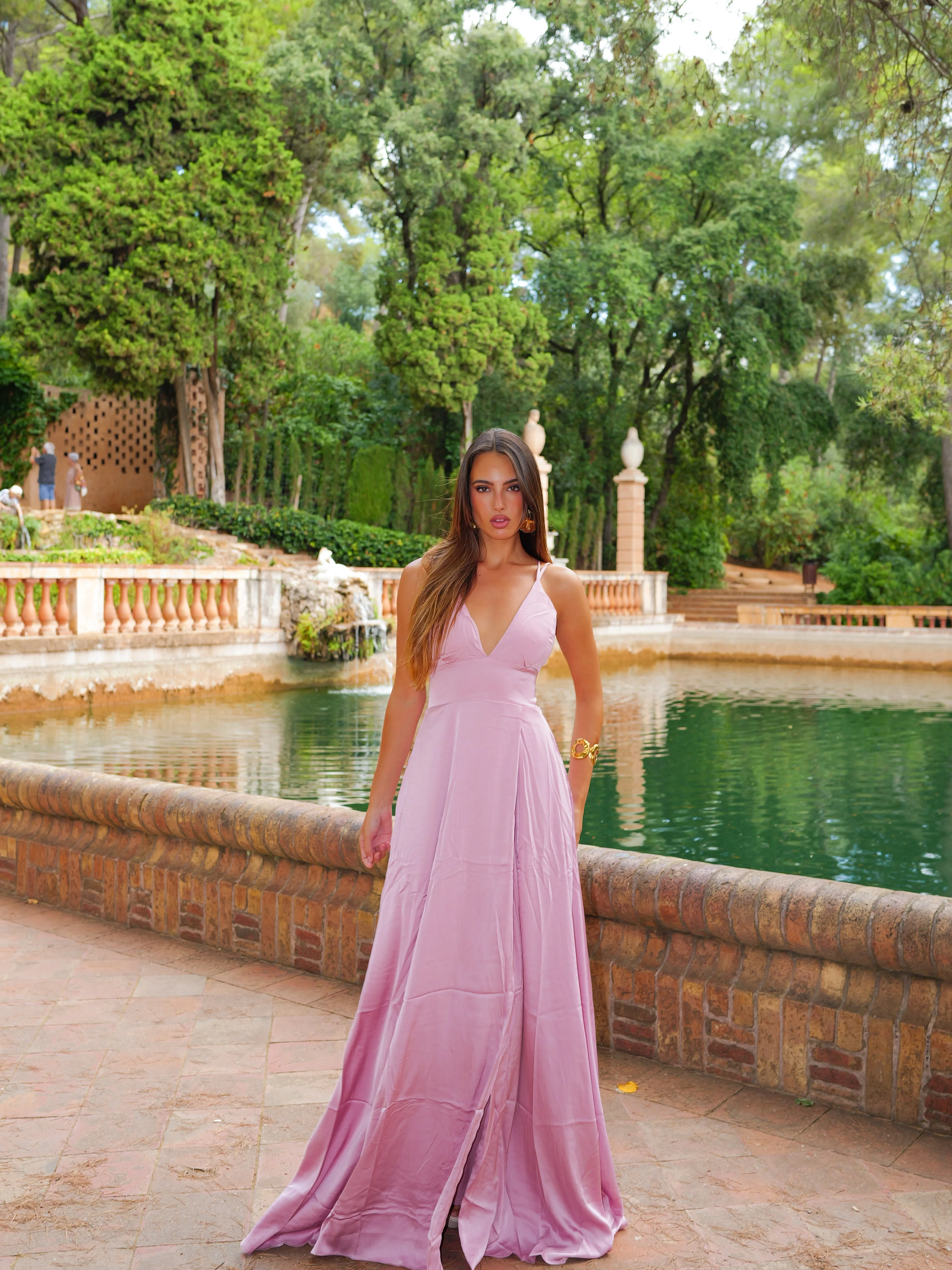 Vestido raso entrelazado rosa - Image 8