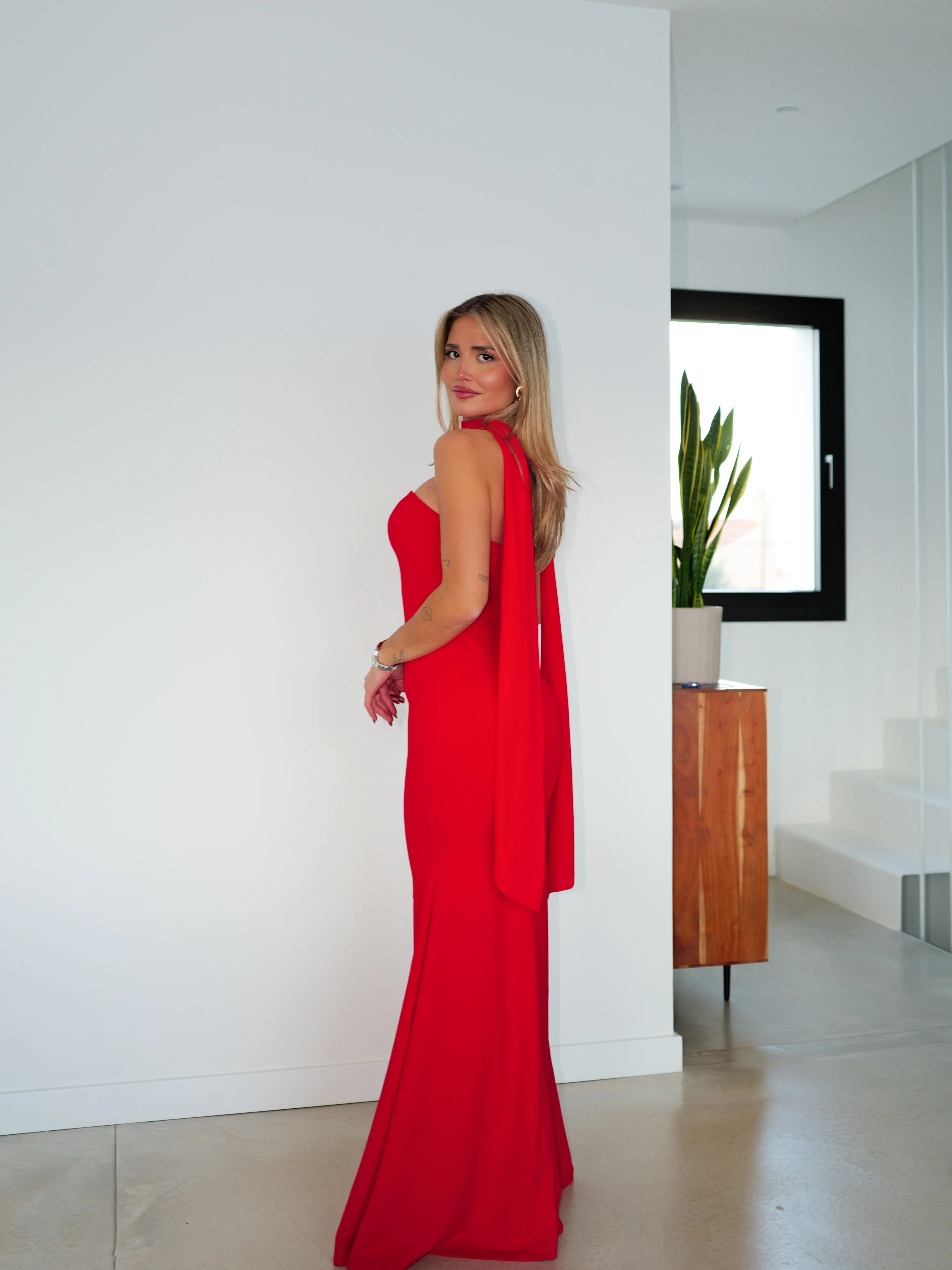 Vestido sirena choker tulle rojo - Image 5