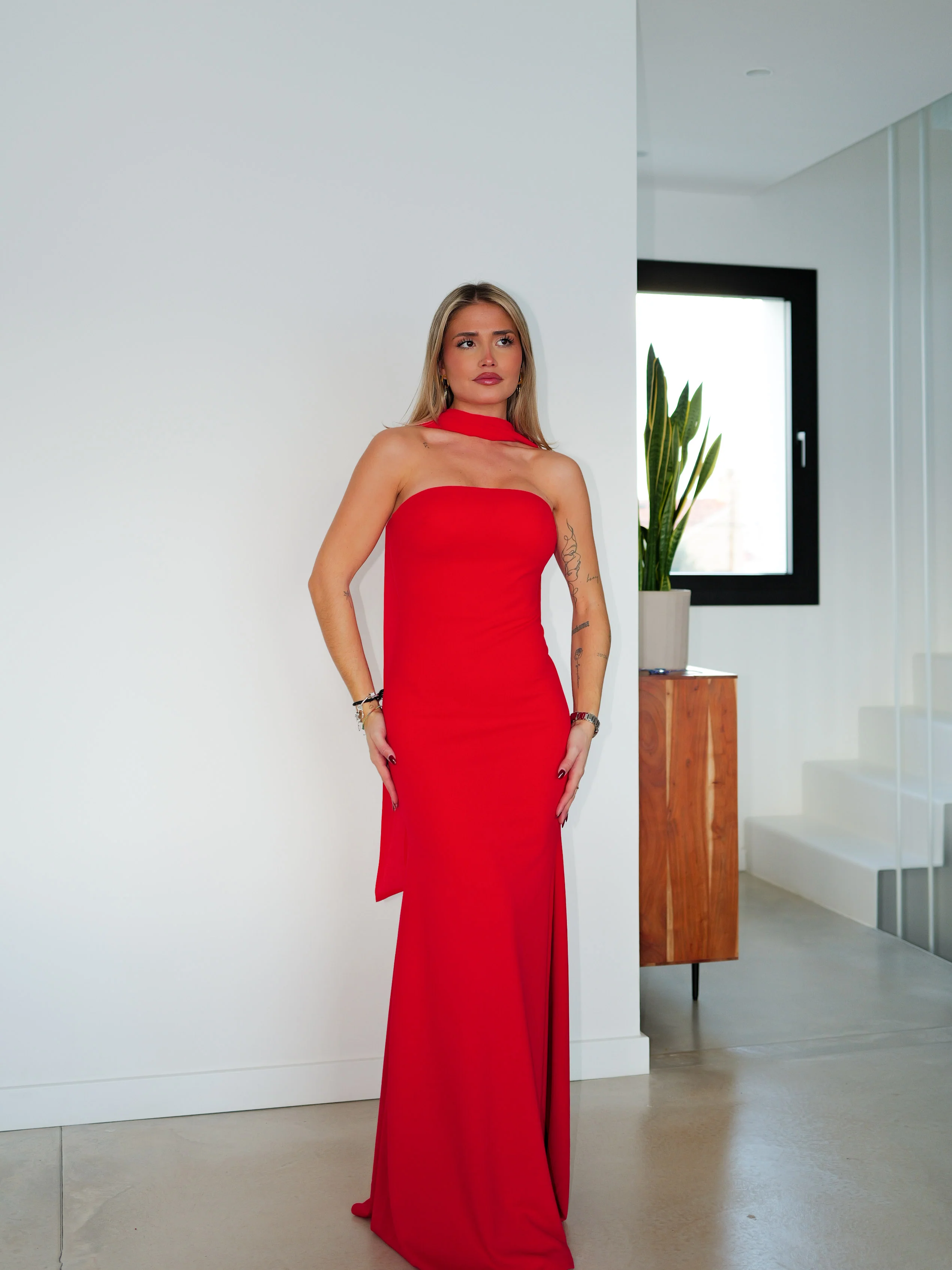 Vestido sirena choker tulle rojo - Image 6