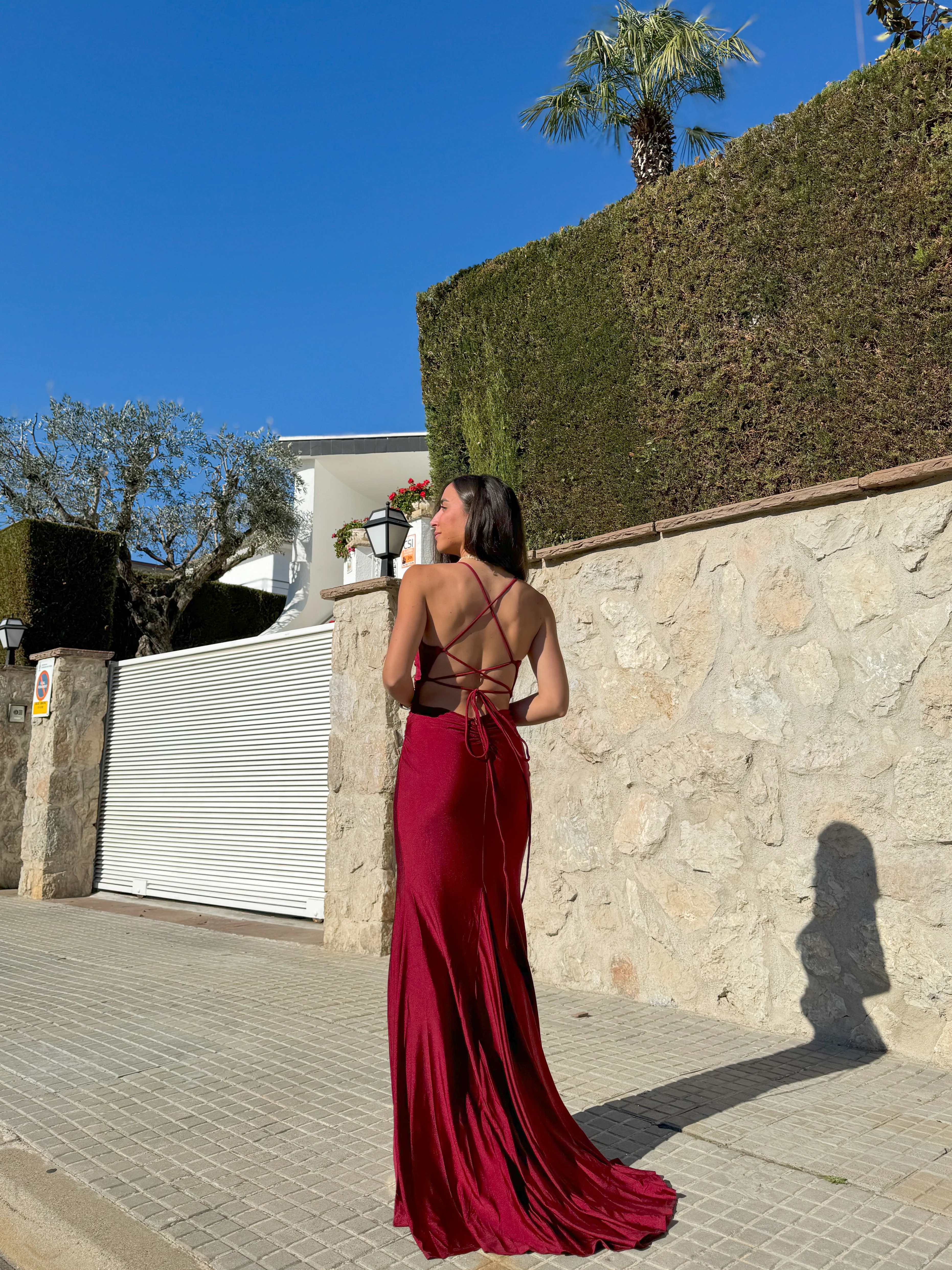 Vestido sirena entrelazado vino - Image 2