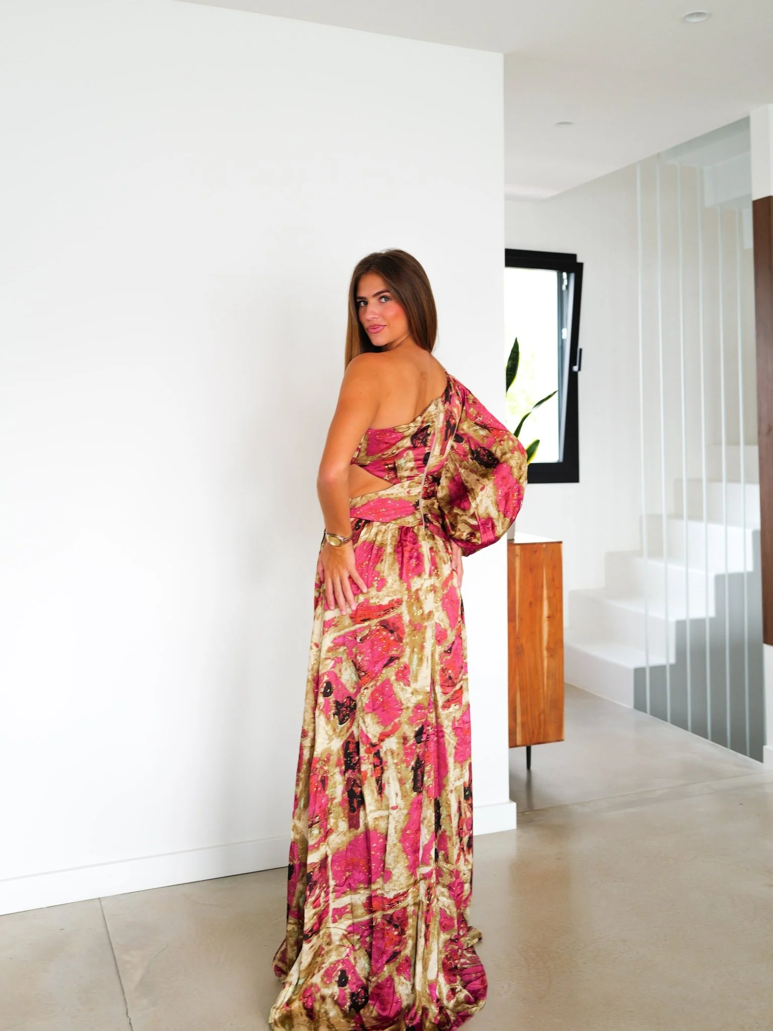 Vestido tulle manga asim estampado - Image 5