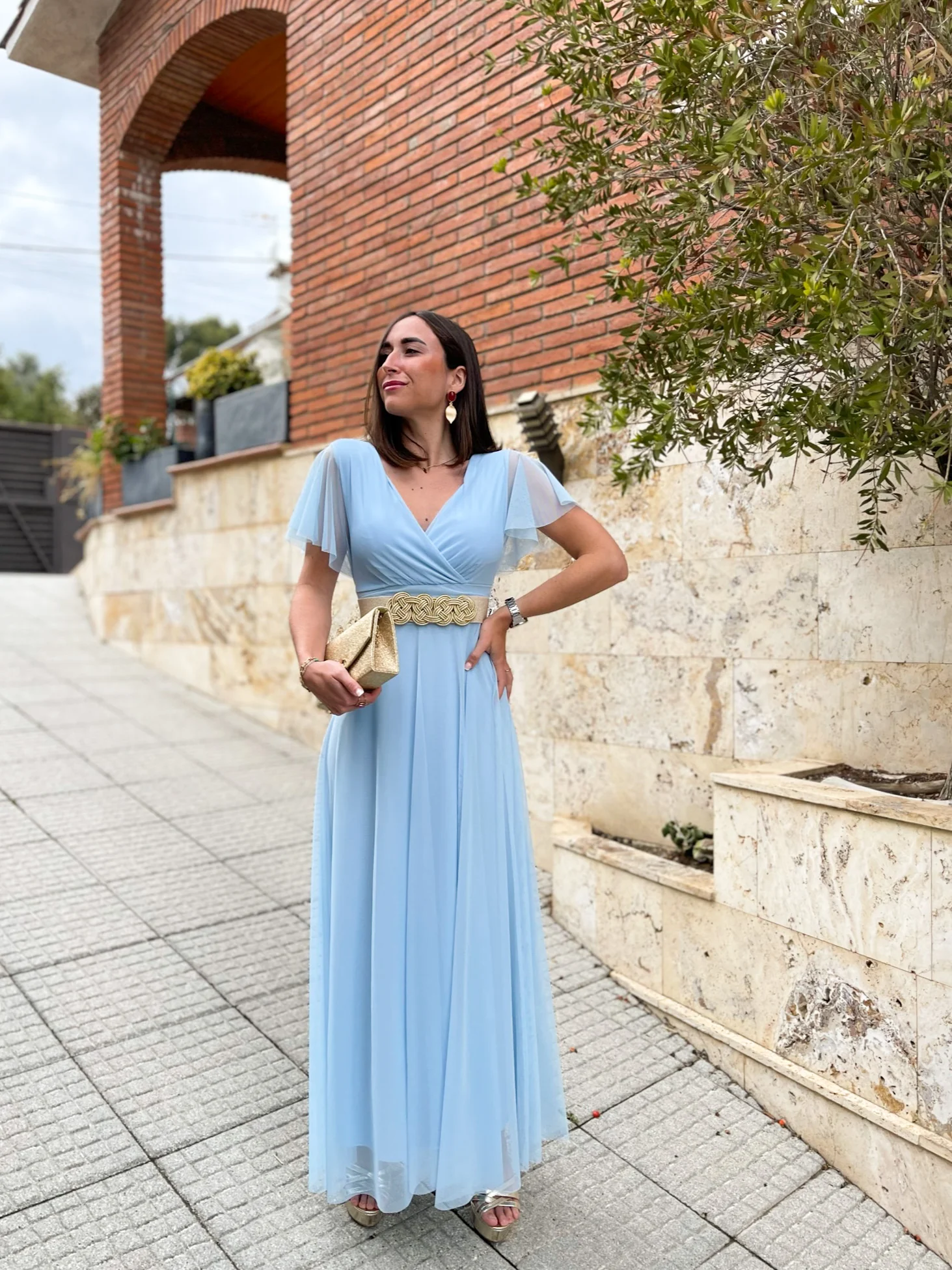Vestido tulle manga cielo - Image 7