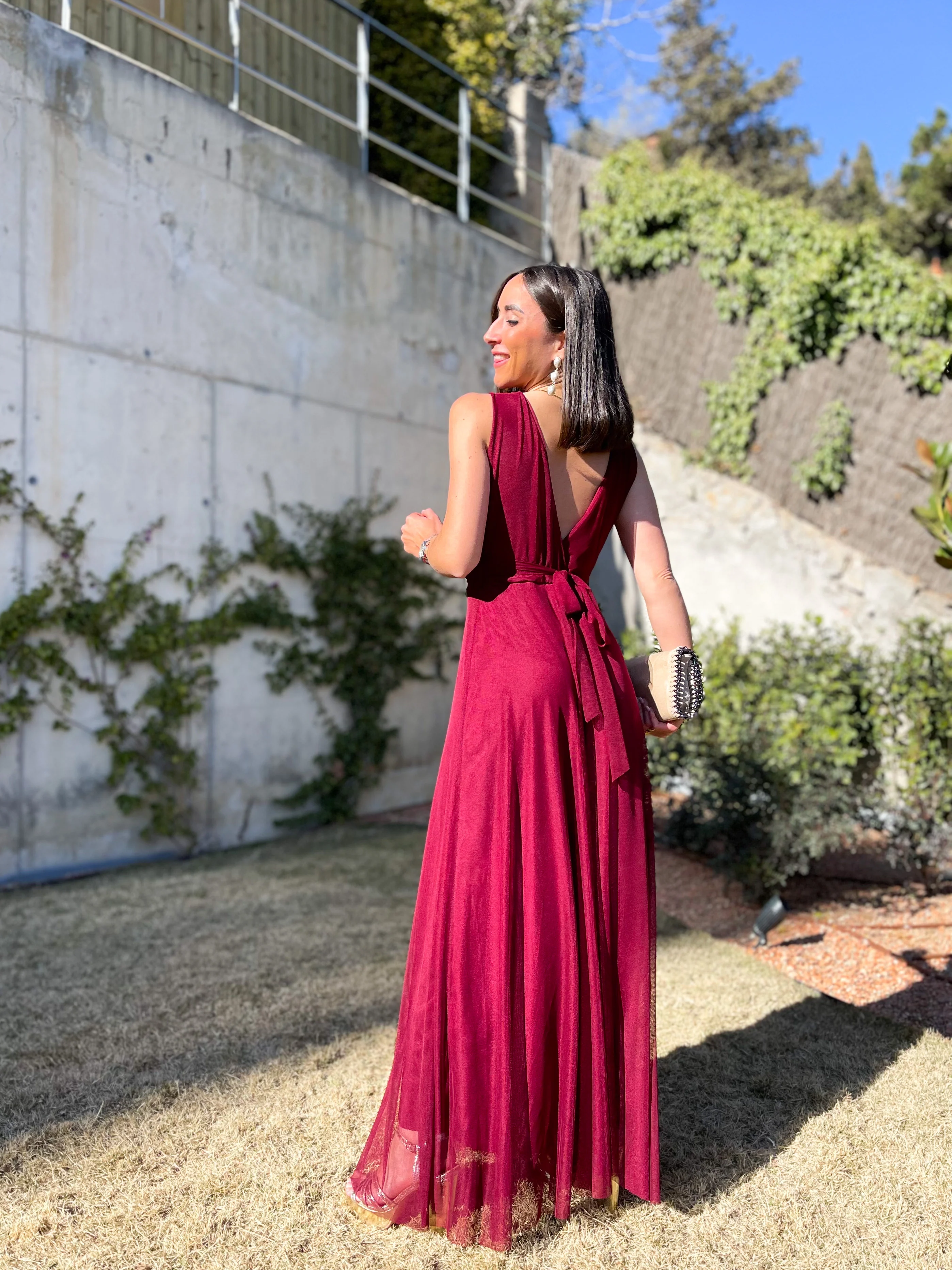 Vestido tulle pico burdeos - Image 6