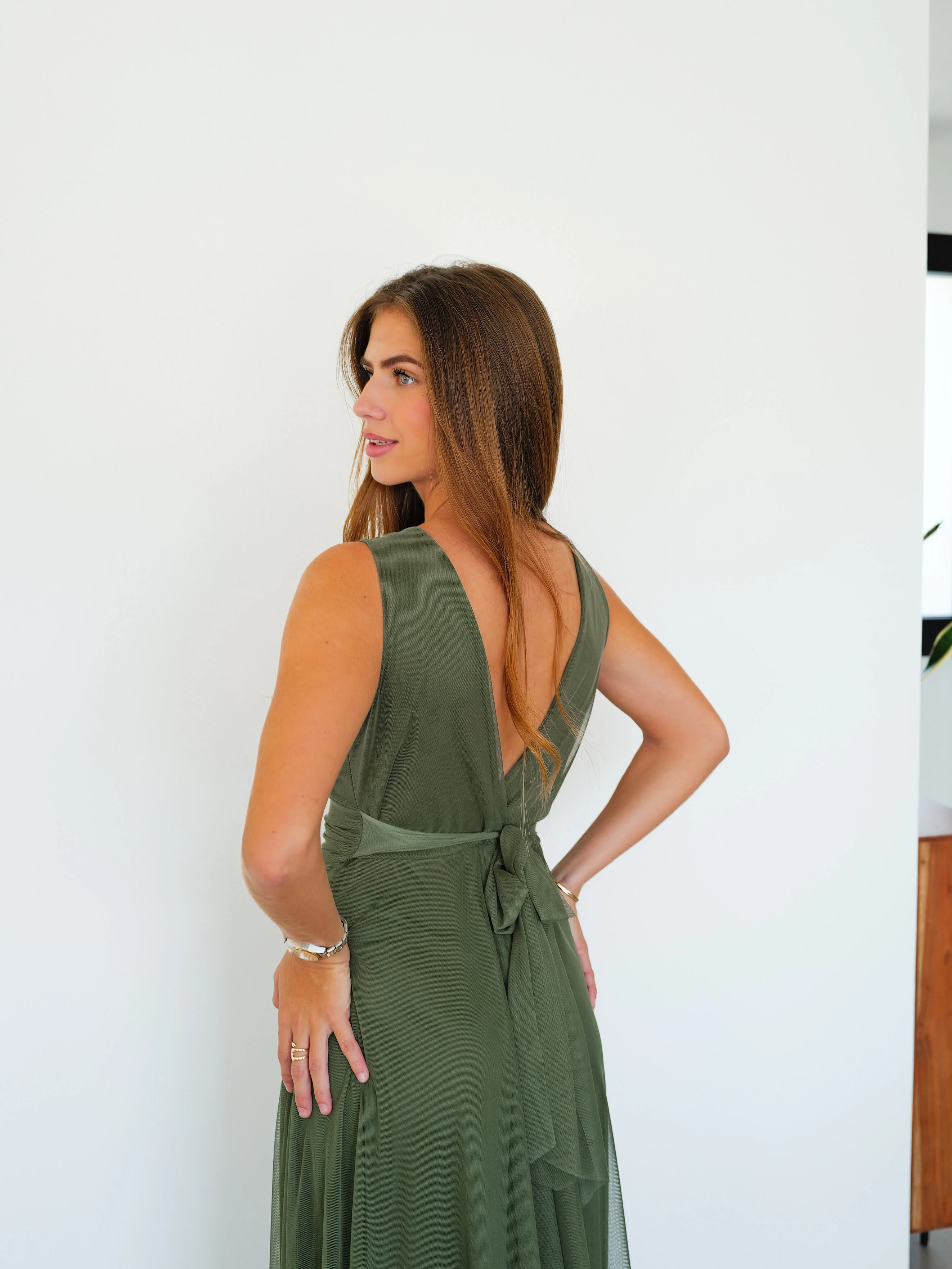 Vestido tulle pico caqui - Image 2