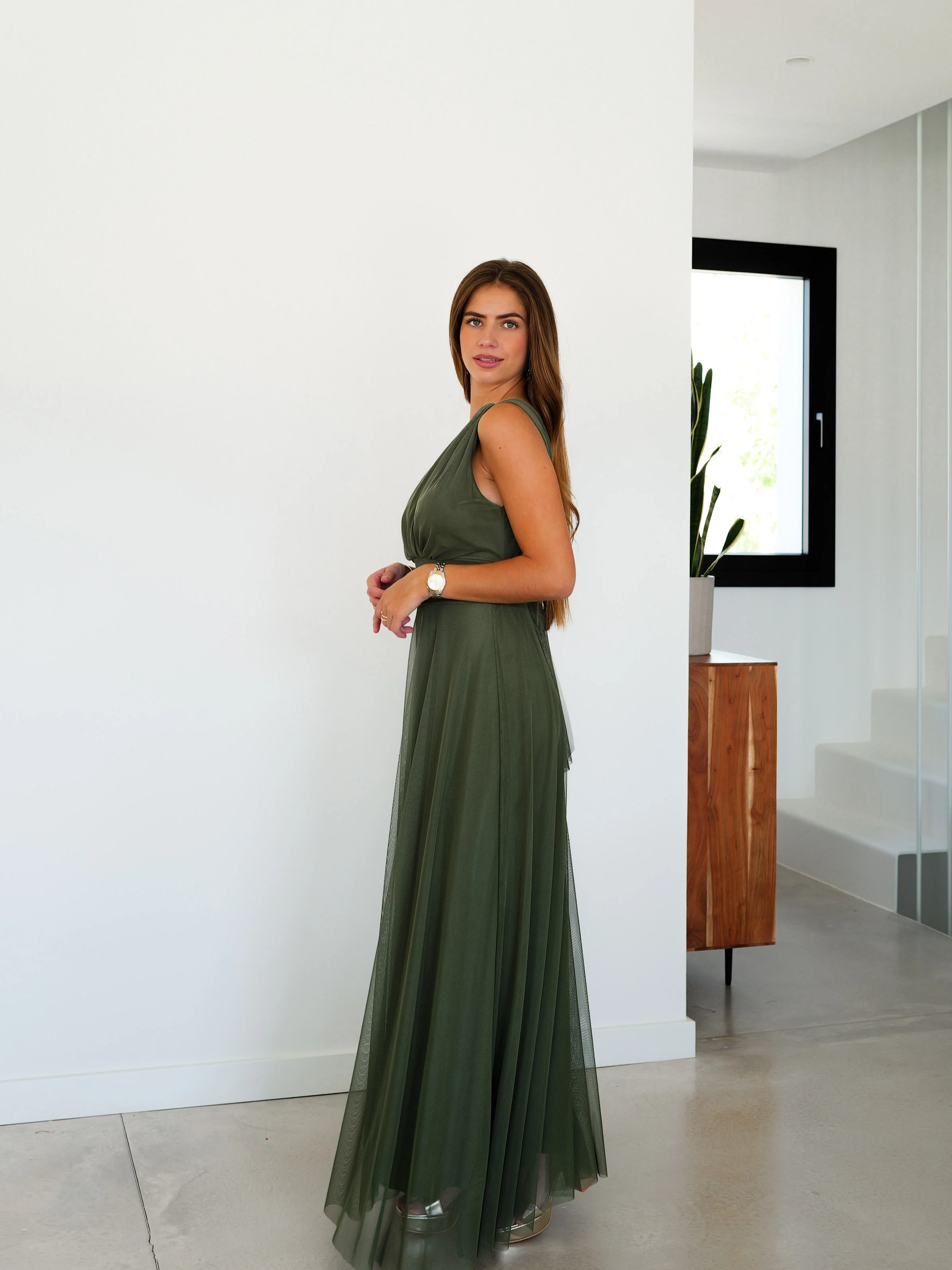 Vestido tulle pico caqui - Image 3