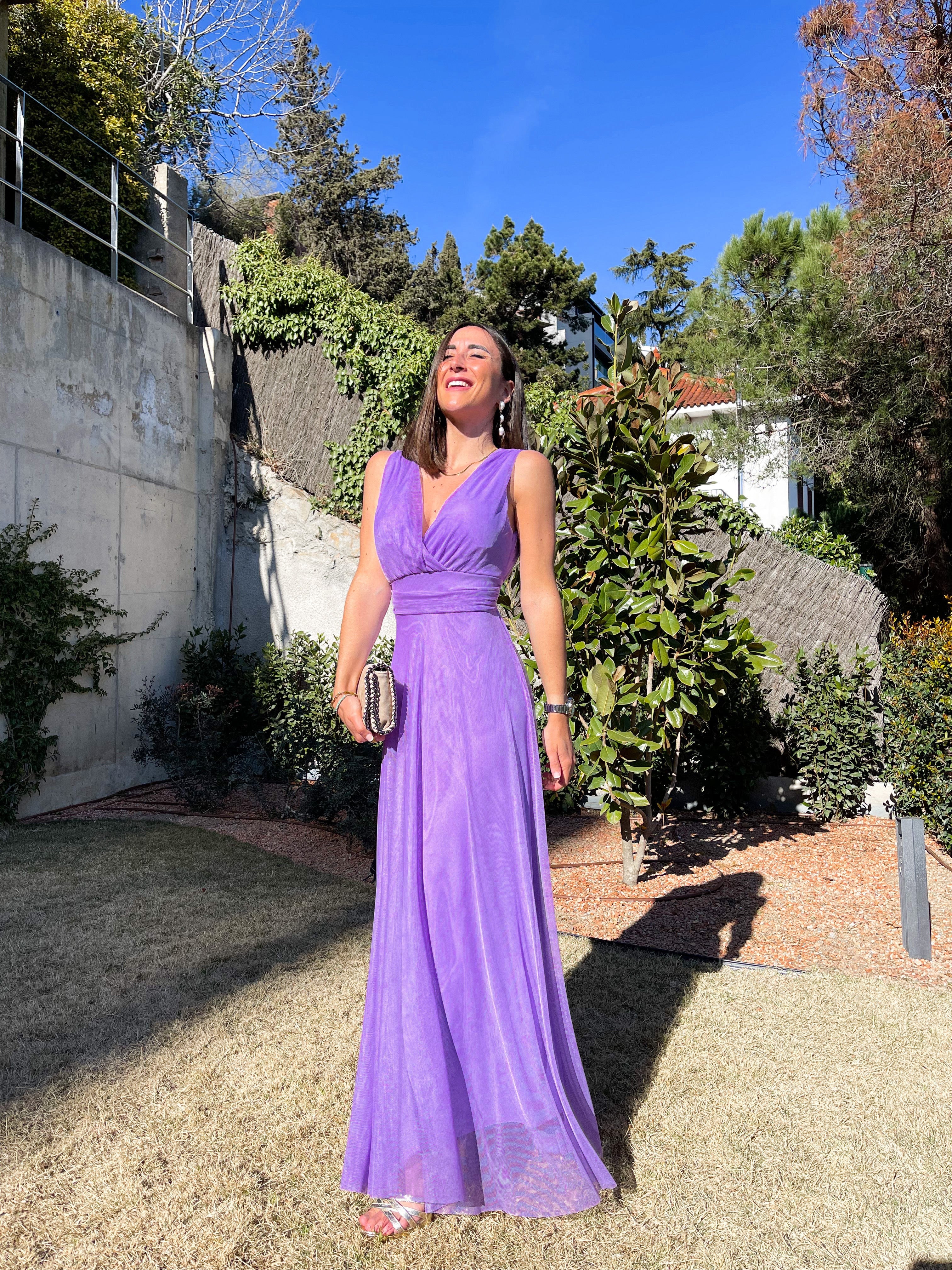 Vestido tulle pico lila
