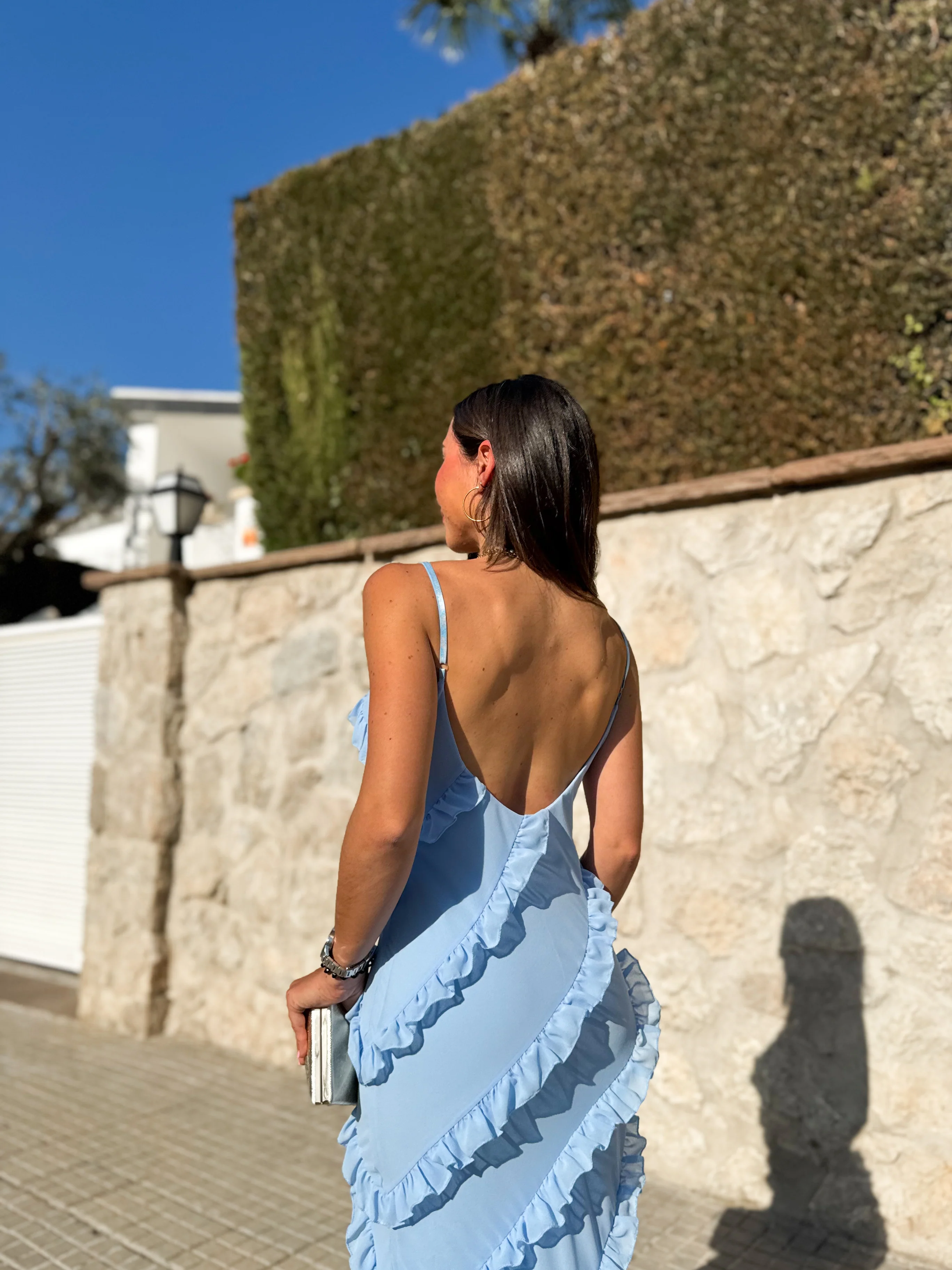 Vestido volantes crepe cielo - Image 6