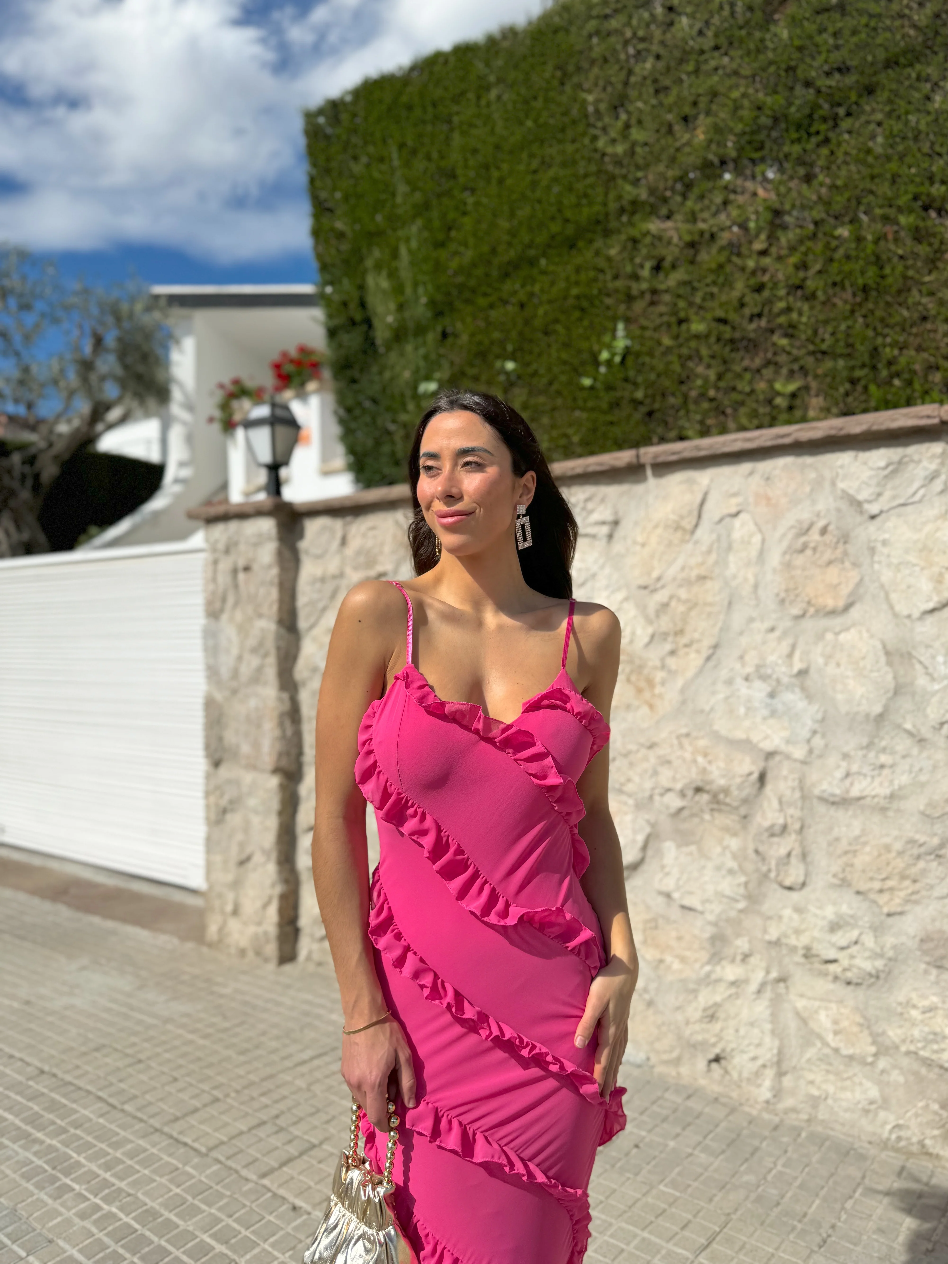 Vestido volantes crepe rosa - Image 7