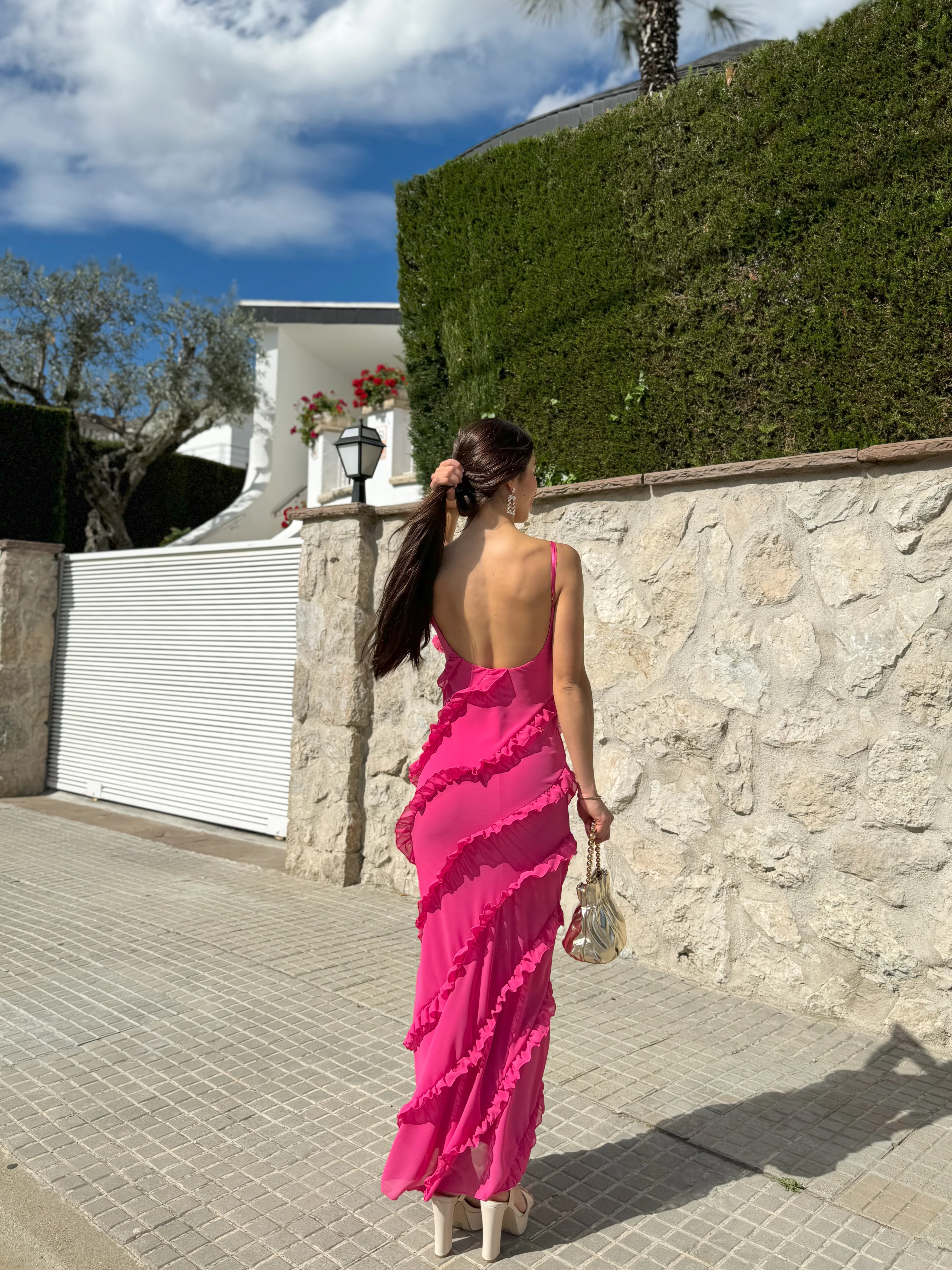 Vestido volantes crepe rosa - Image 9